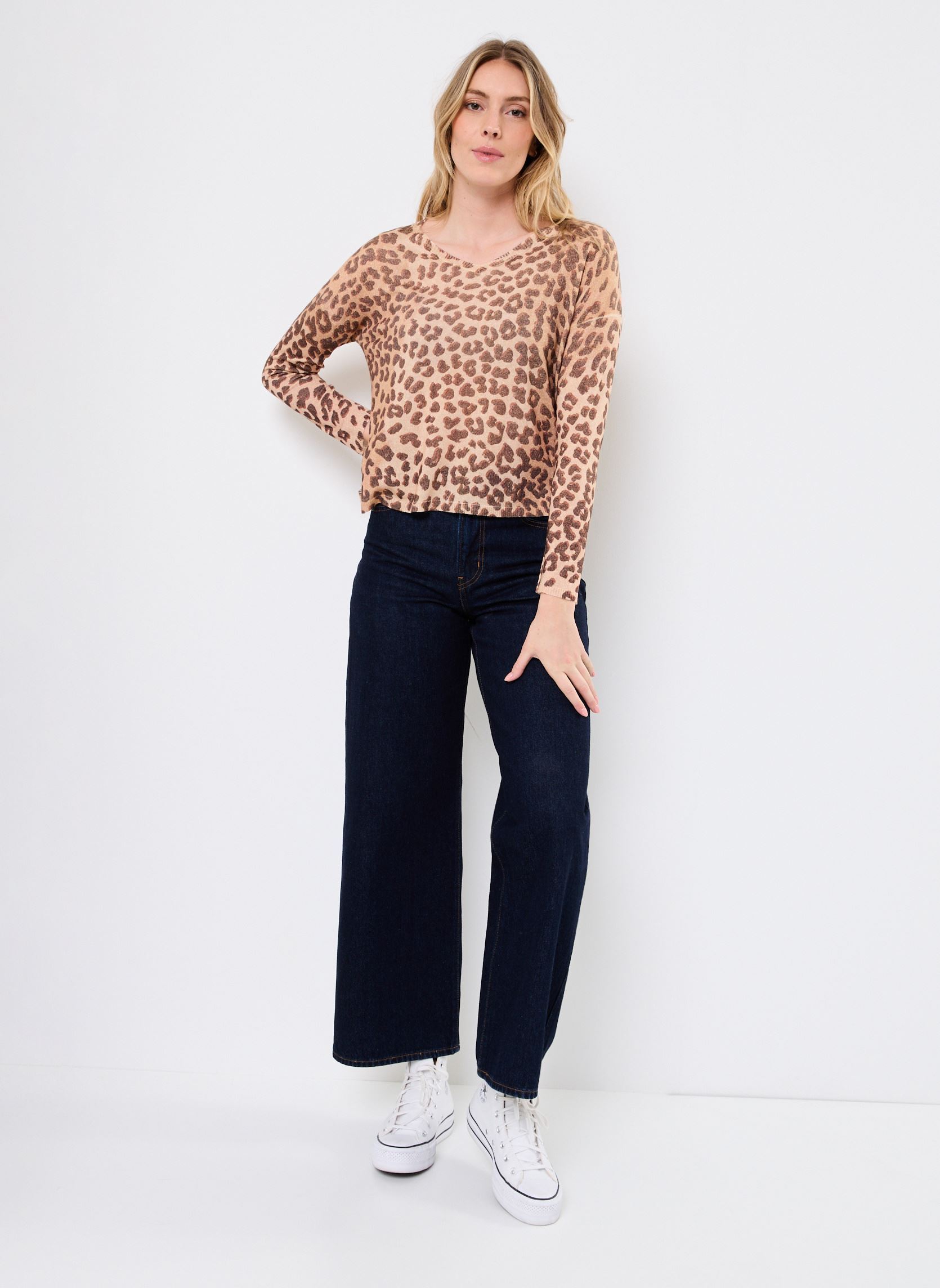 T-shirt a maniche lunghe FRANCISCA donna marrone Absolut Cashmere T-shirt a maniche lunghe FRANCISCA donna marrone LEOPARD BROWN
