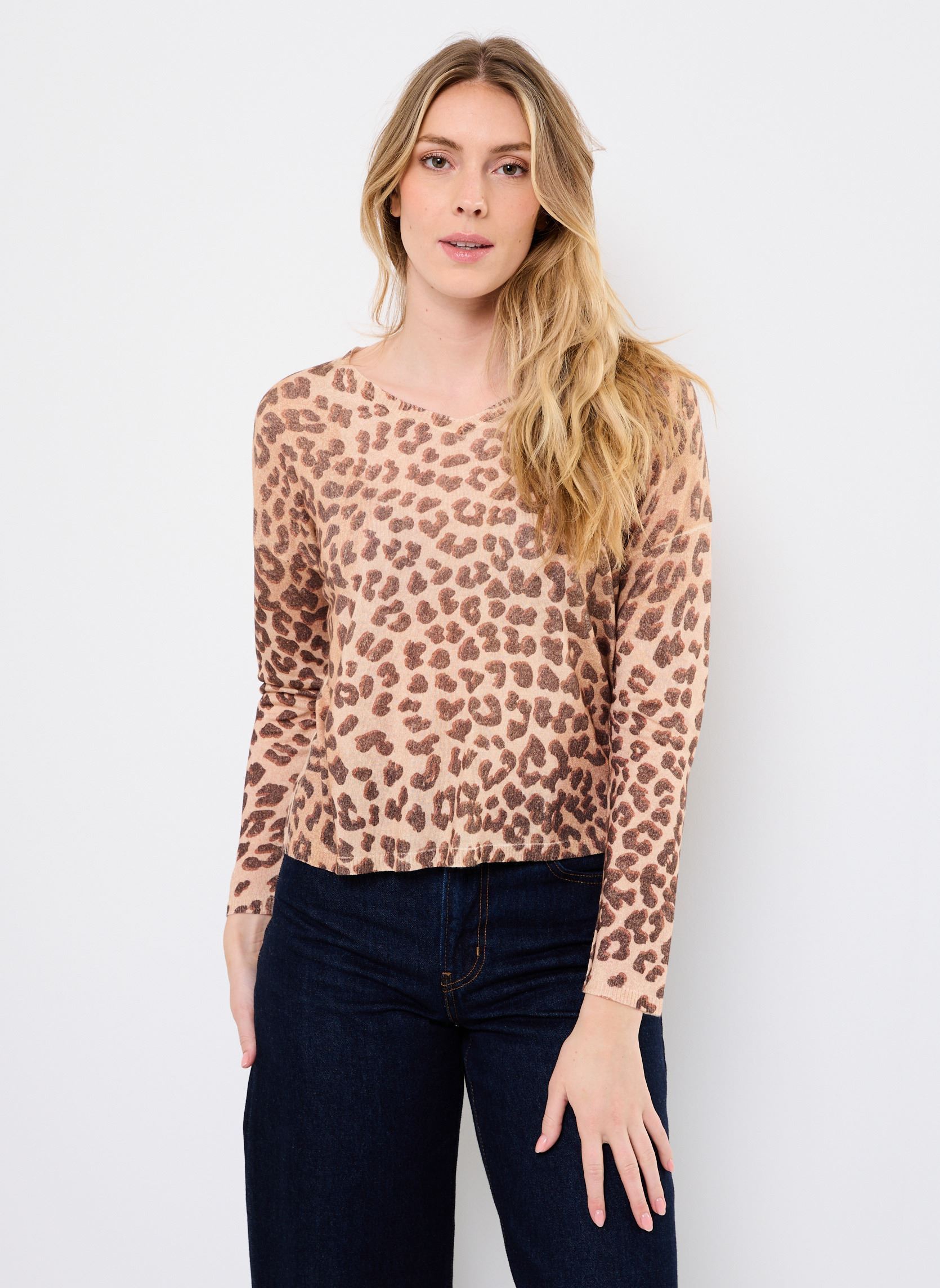 T-shirt a maniche lunghe FRANCISCA donna marrone Absolut Cashmere T-shirt a maniche lunghe FRANCISCA donna marrone LEOPARD BROWN