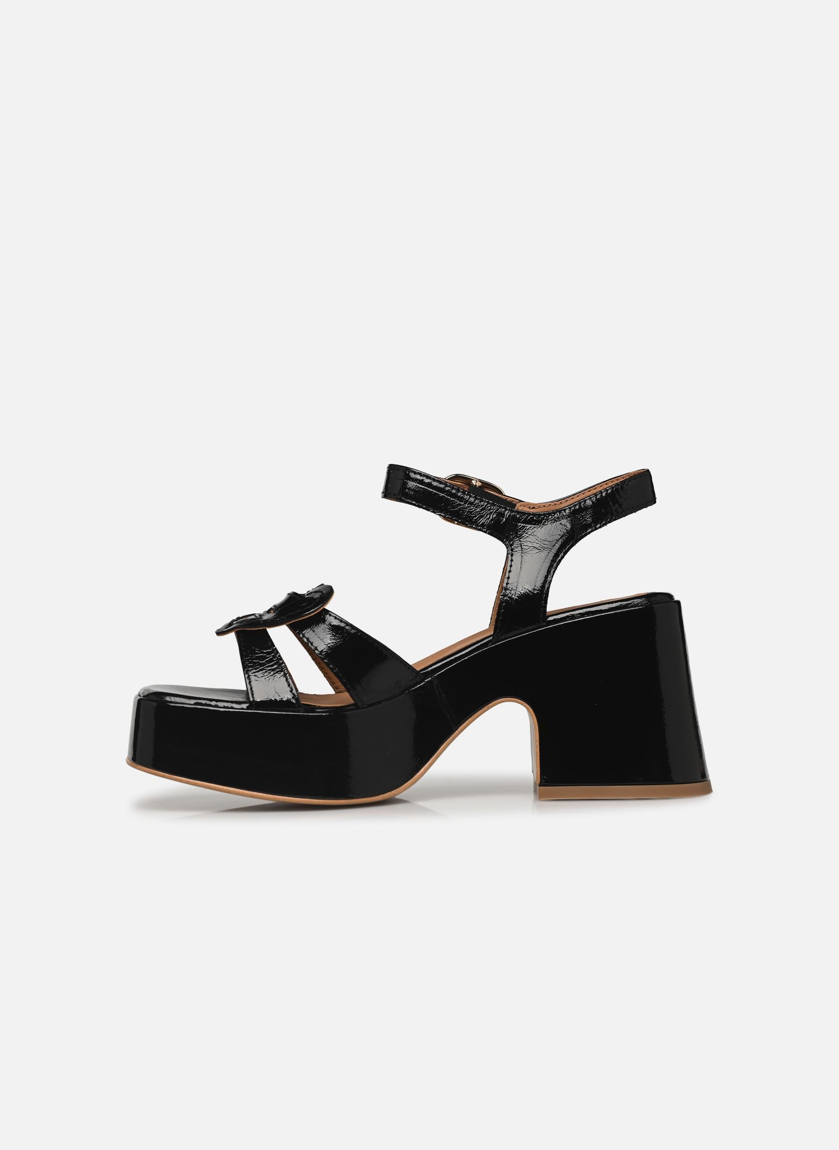 Sandalen Micorazon - sandales - Cuir Vernis pliss dames zwart Georgia Rose Sandalen Micorazon - sandales - Cuir Vernis pliss dames zwart NOIR