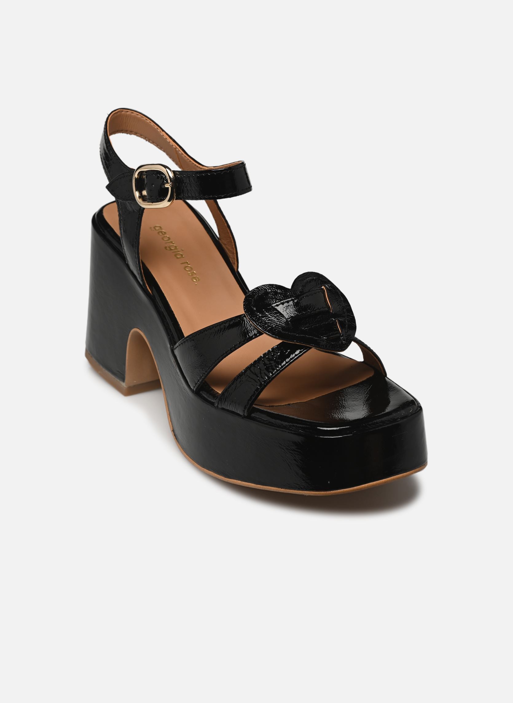 Sandalen Micorazon - sandales - Cuir Vernis pliss dames zwart Georgia Rose Sandalen Micorazon - sandales - Cuir Vernis pliss dames zwart NOIR