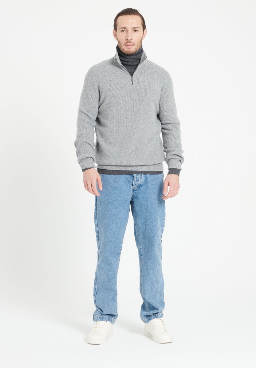 Pull Col Camionneur Homme En Micro Polaire - Sweat-shirt à Fermeture éclair, Manches Longues - Chaud Pour Automne/hiver - 3