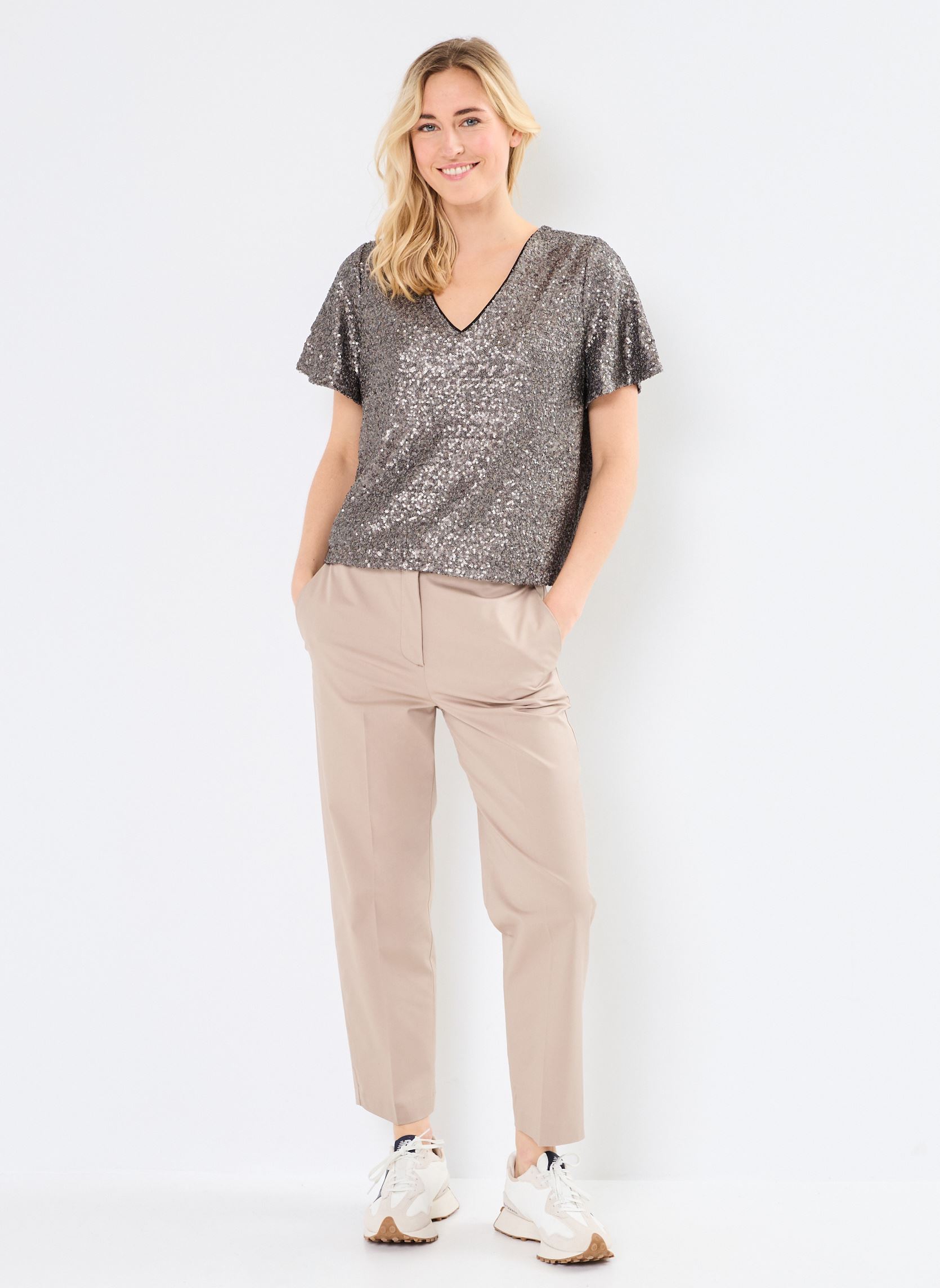 Tee-shirts manches courtes B111415 femme gris IKKS Women Tee-shirts manches courtes B111415 femme gris 29-GRIS ANTHRACITE
