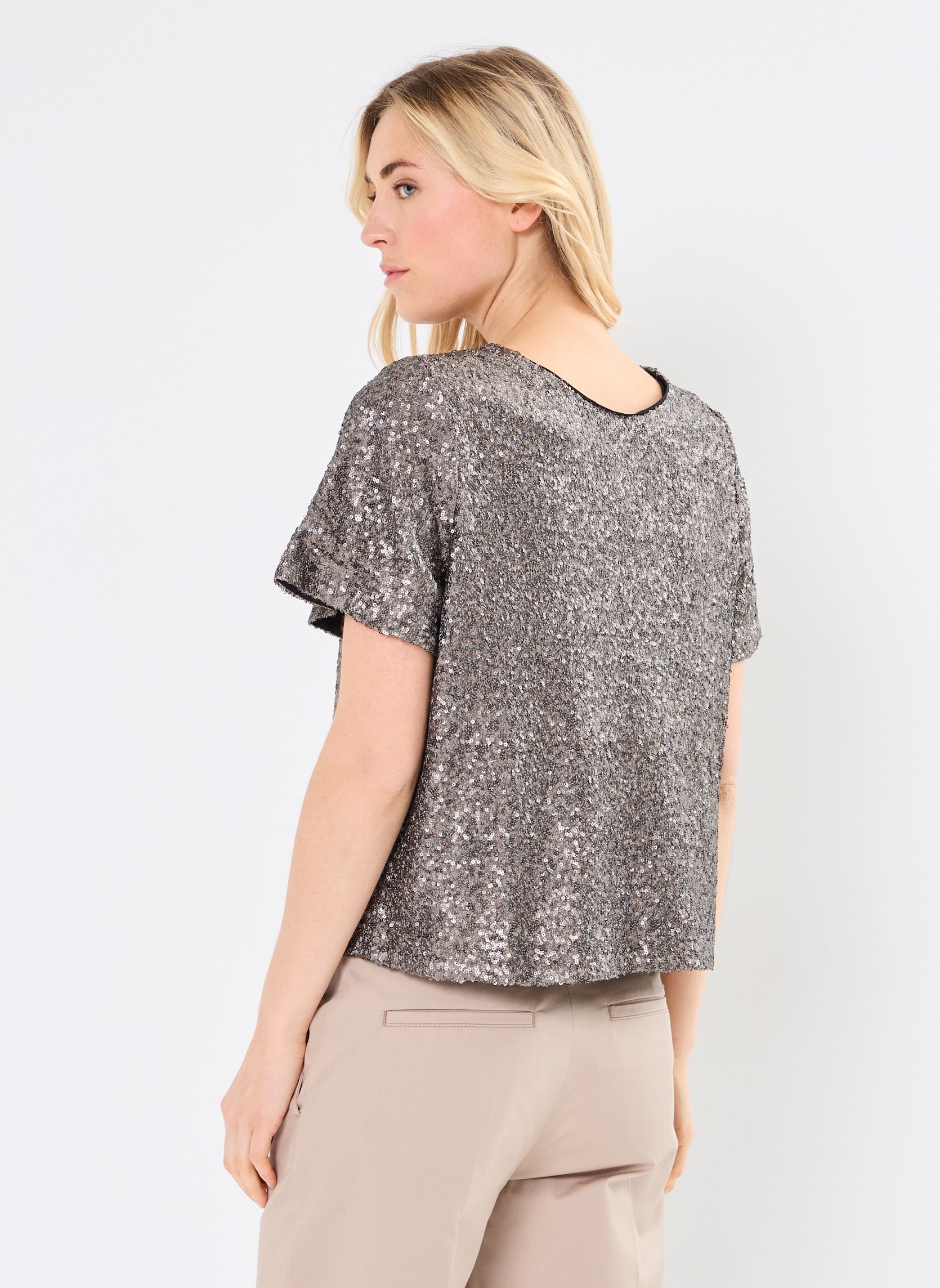 Tee-shirts manches courtes B111415 femme gris IKKS Women Tee-shirts manches courtes B111415 femme gris 29-GRIS ANTHRACITE