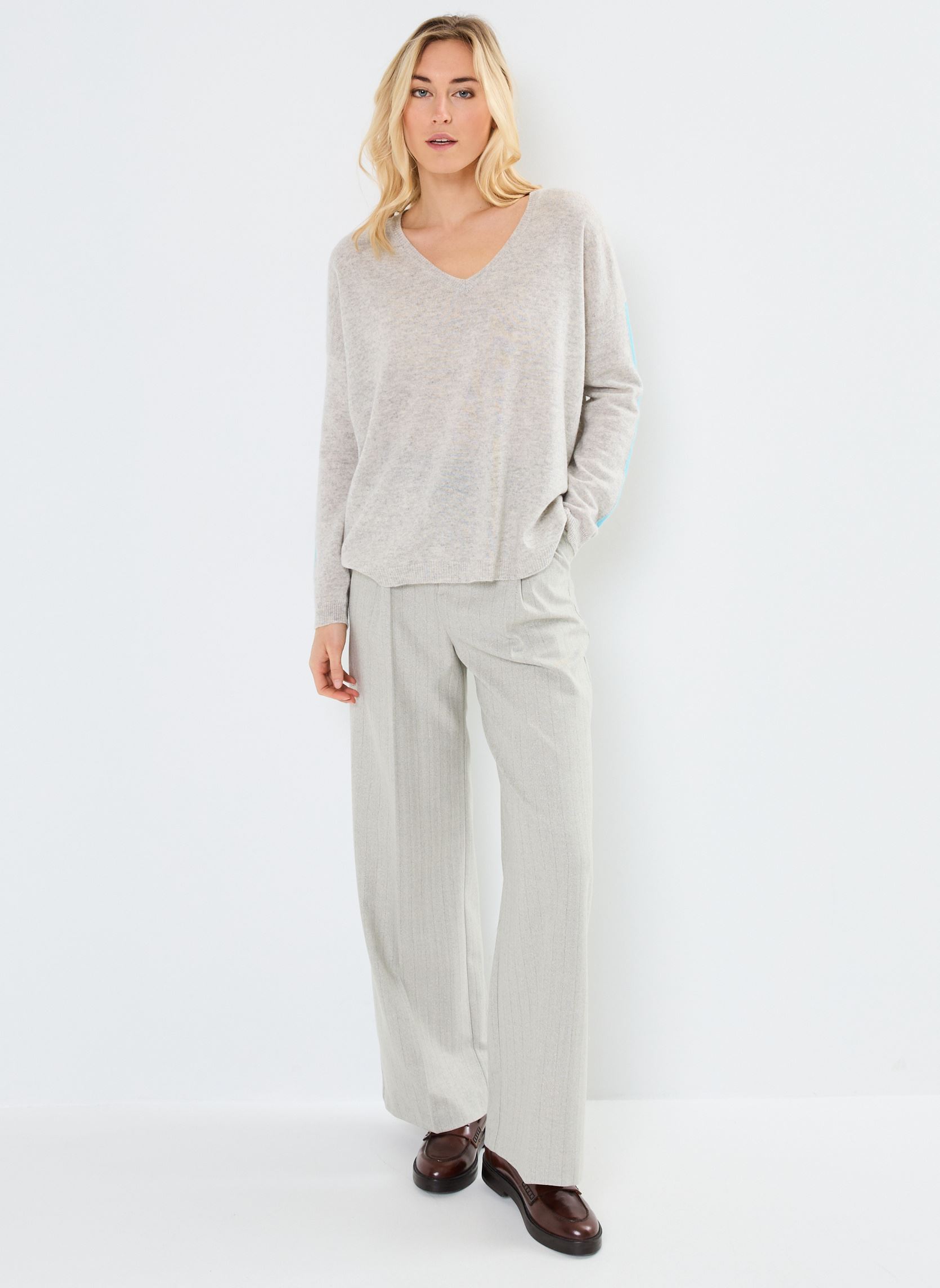 Pantalons larges B122025 femme gris IKKS Women Pantalons larges B122025 femme gris 21-GRIS PERLE