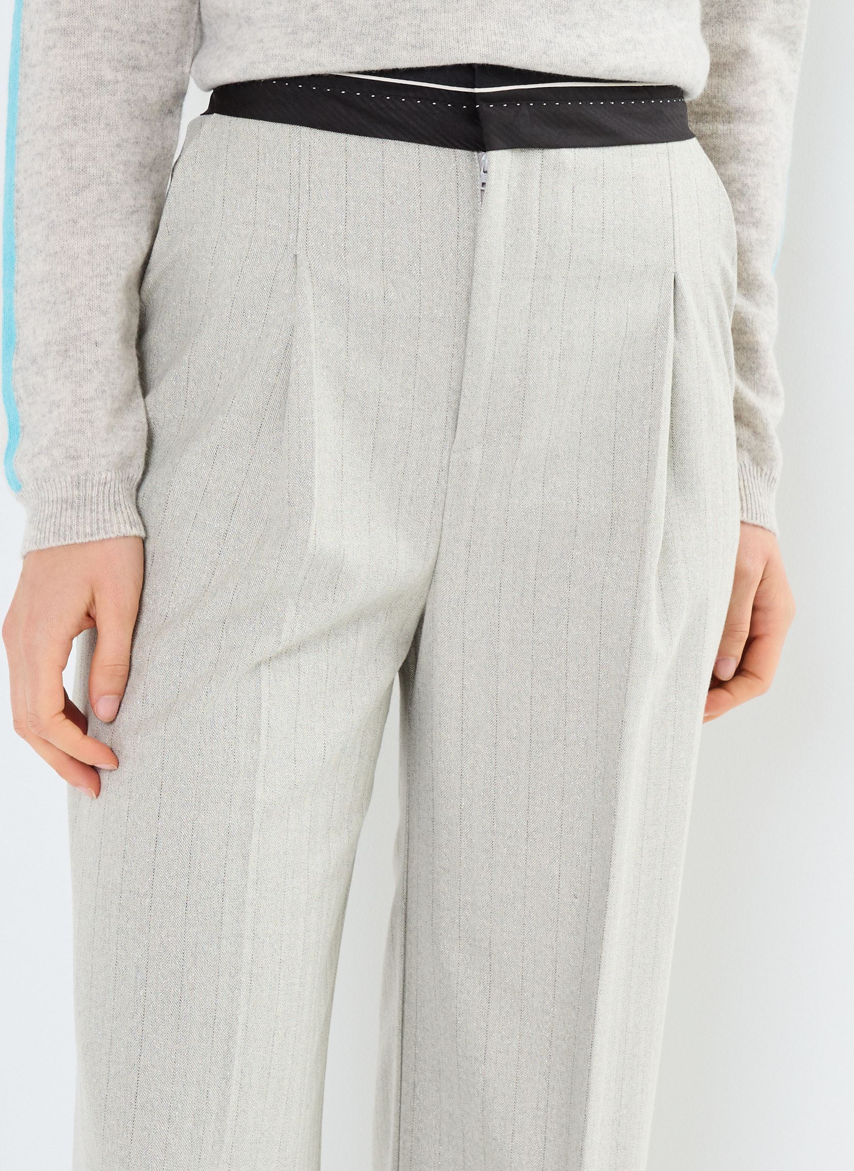 Pantalons larges B122025 femme gris IKKS Women Pantalons larges B122025 femme gris 21-GRIS PERLE