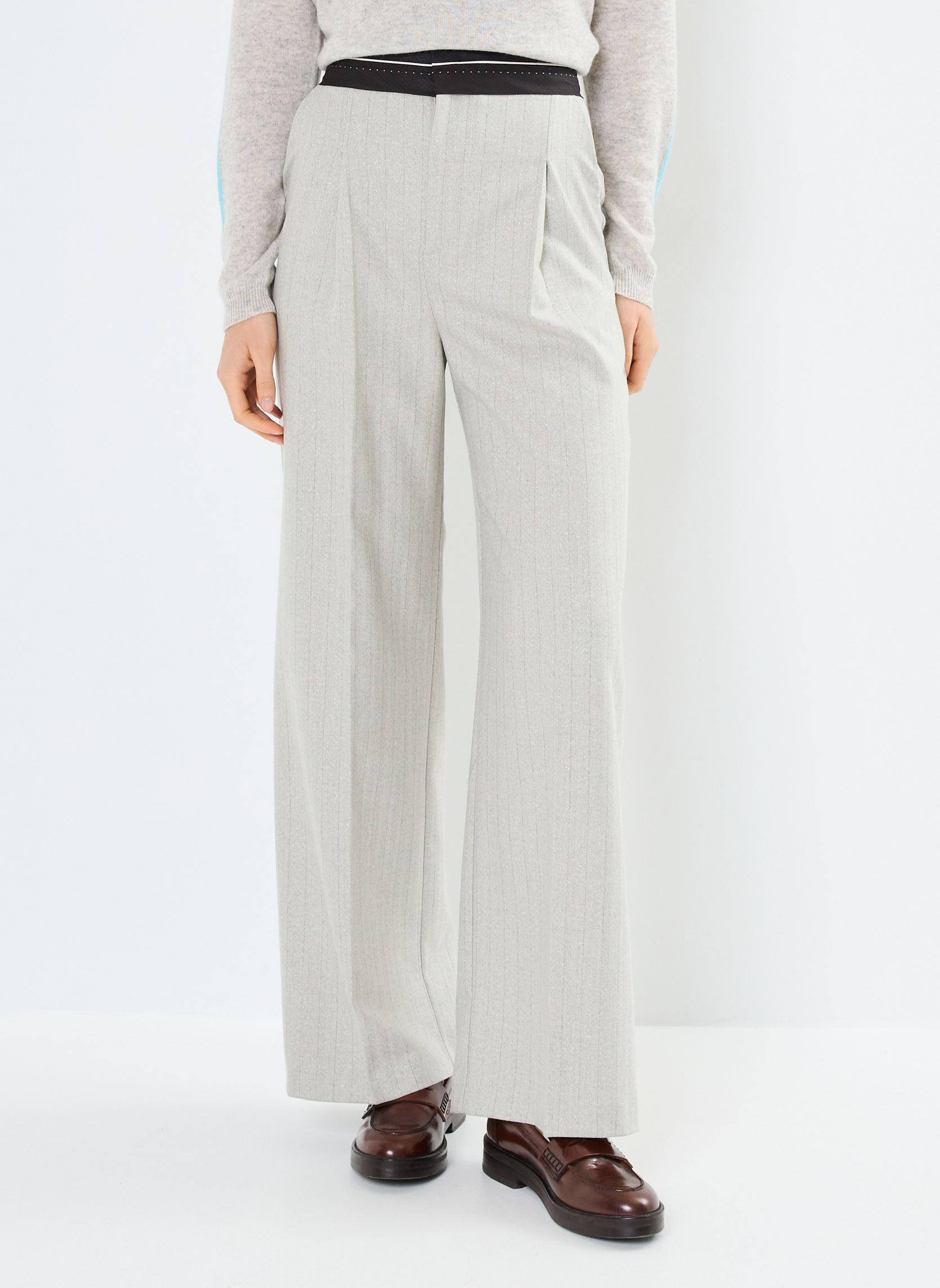 Pantalons larges B122025 femme gris IKKS Women Pantalons larges B122025 femme gris 21-GRIS PERLE