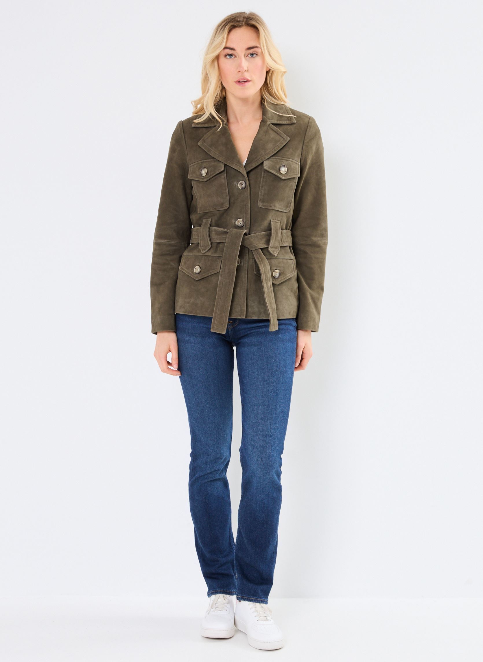 Leren jassen B148115 dames groen IKKS Women Leren jassen B148115 dames groen 55-ARMY