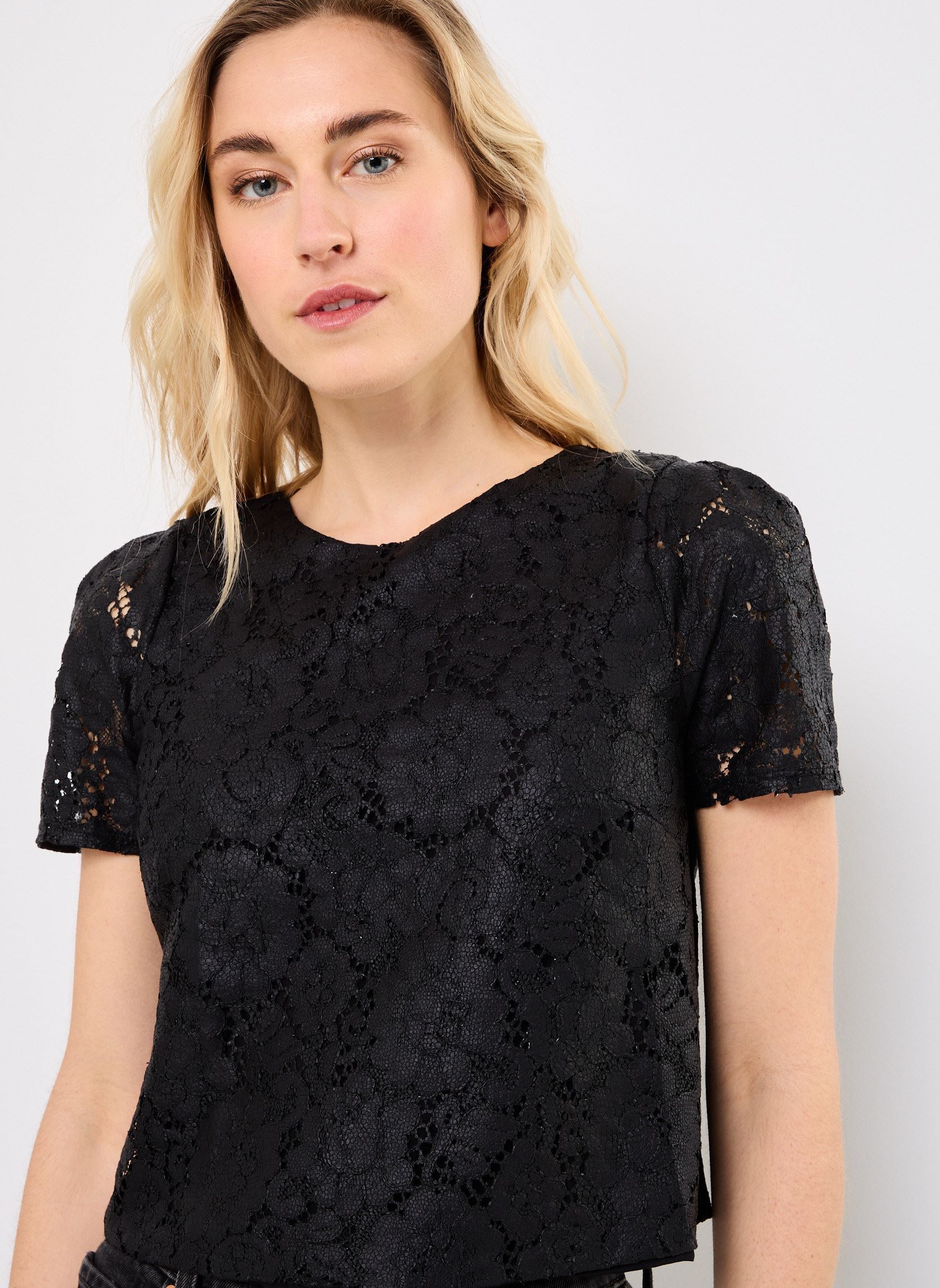 Tee-shirts manches courtes B111305 femme noir IKKS Women Tee-shirts manches courtes B111305 femme noir 02-NOIR
