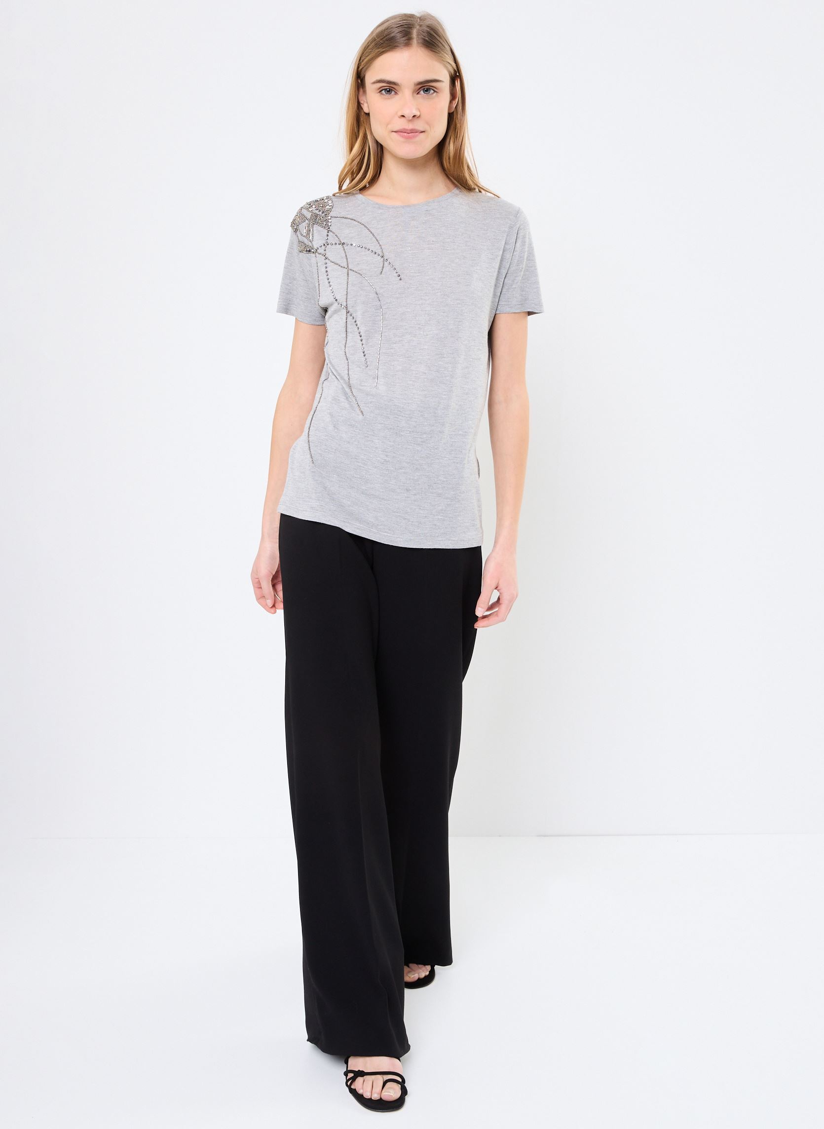 Kurzarm-T-Shirts B110085 damen grau IKKS Women Kurzarm-T-Shirts B110085 damen grau 22-GRIS CHINÉ
