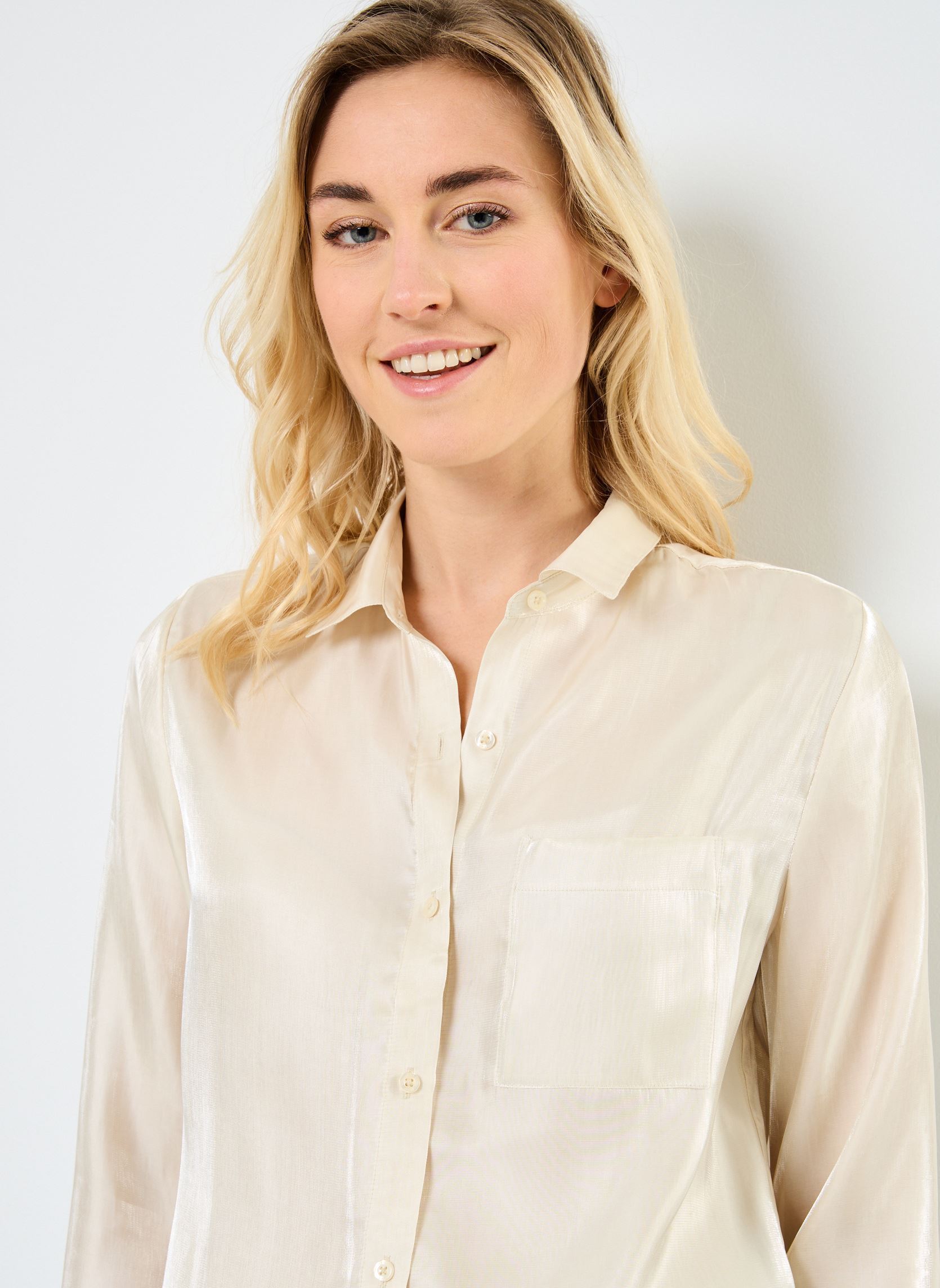 Chemises manches longues B112275 femme beige IKKS Women Chemises manches longues B112275 femme beige 60-BEIGE