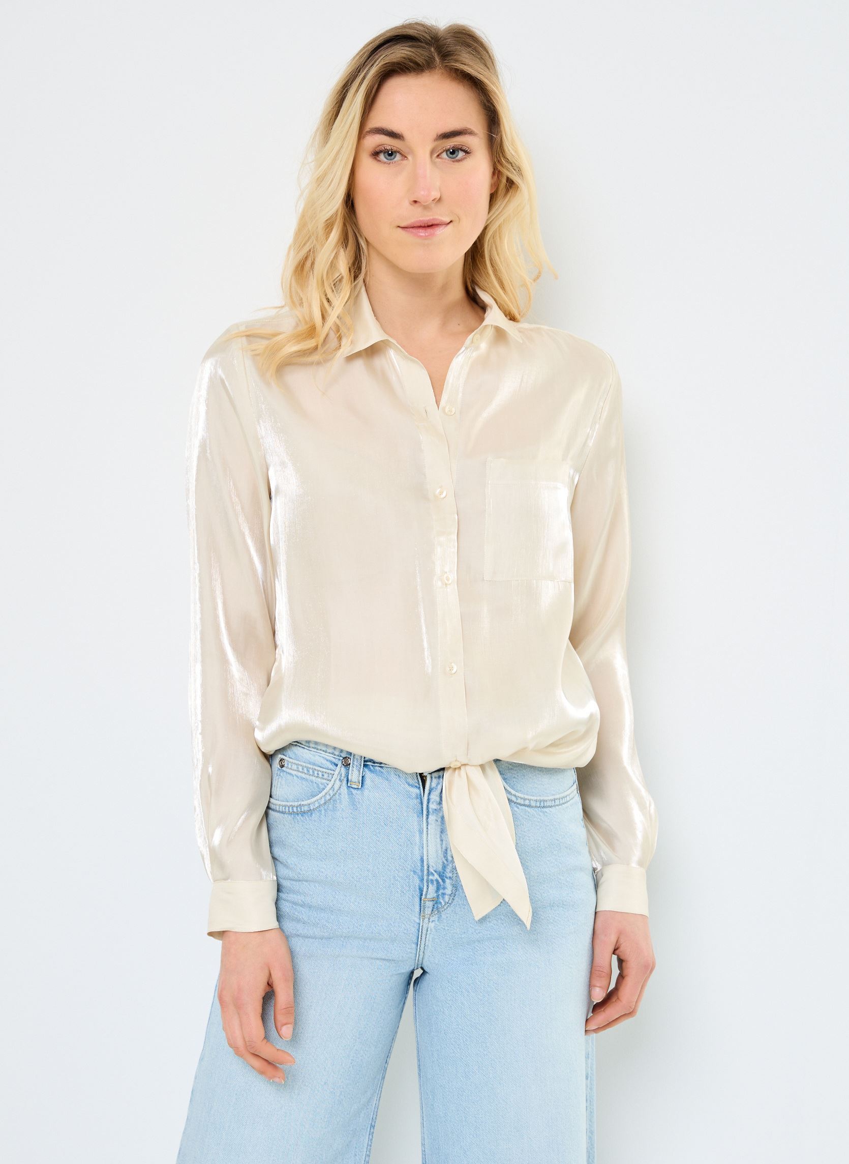 Chemises manches longues B112275 femme beige IKKS Women Chemises manches longues B112275 femme beige 60-BEIGE