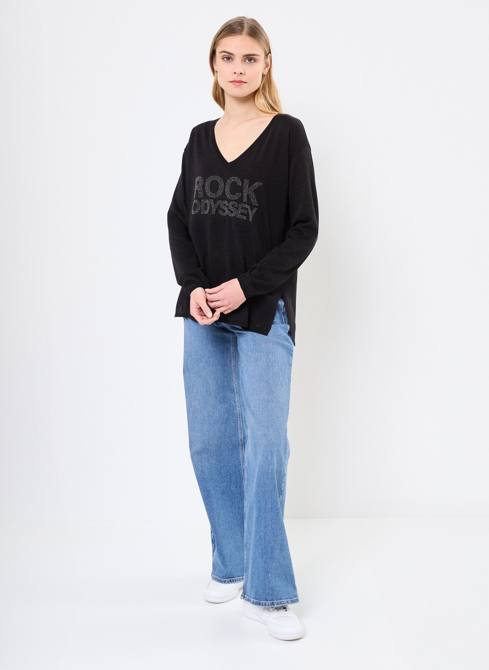 Pull col v Noir Ikks - Femme | Place des Tendances