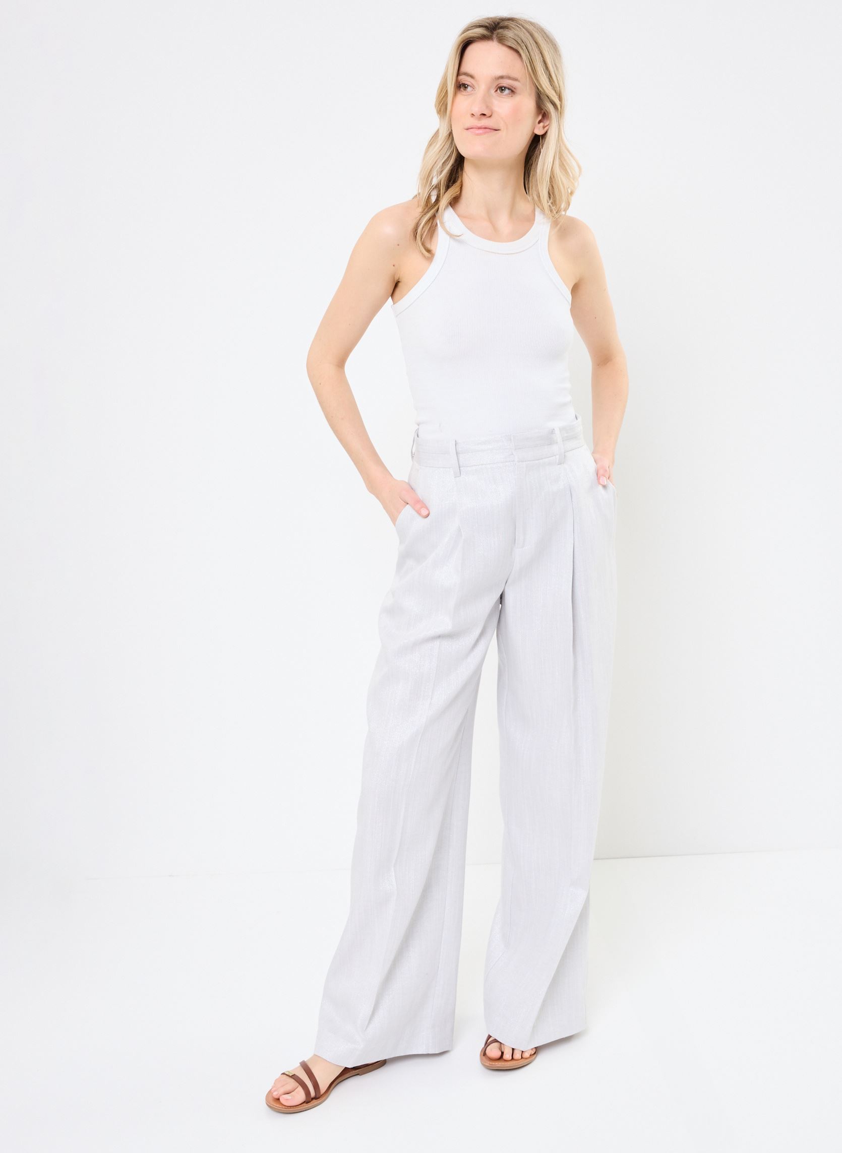 Pantalons larges B122295 femme gris IKKS Women Pantalons larges B122295 femme gris 21-GRIS PERLE