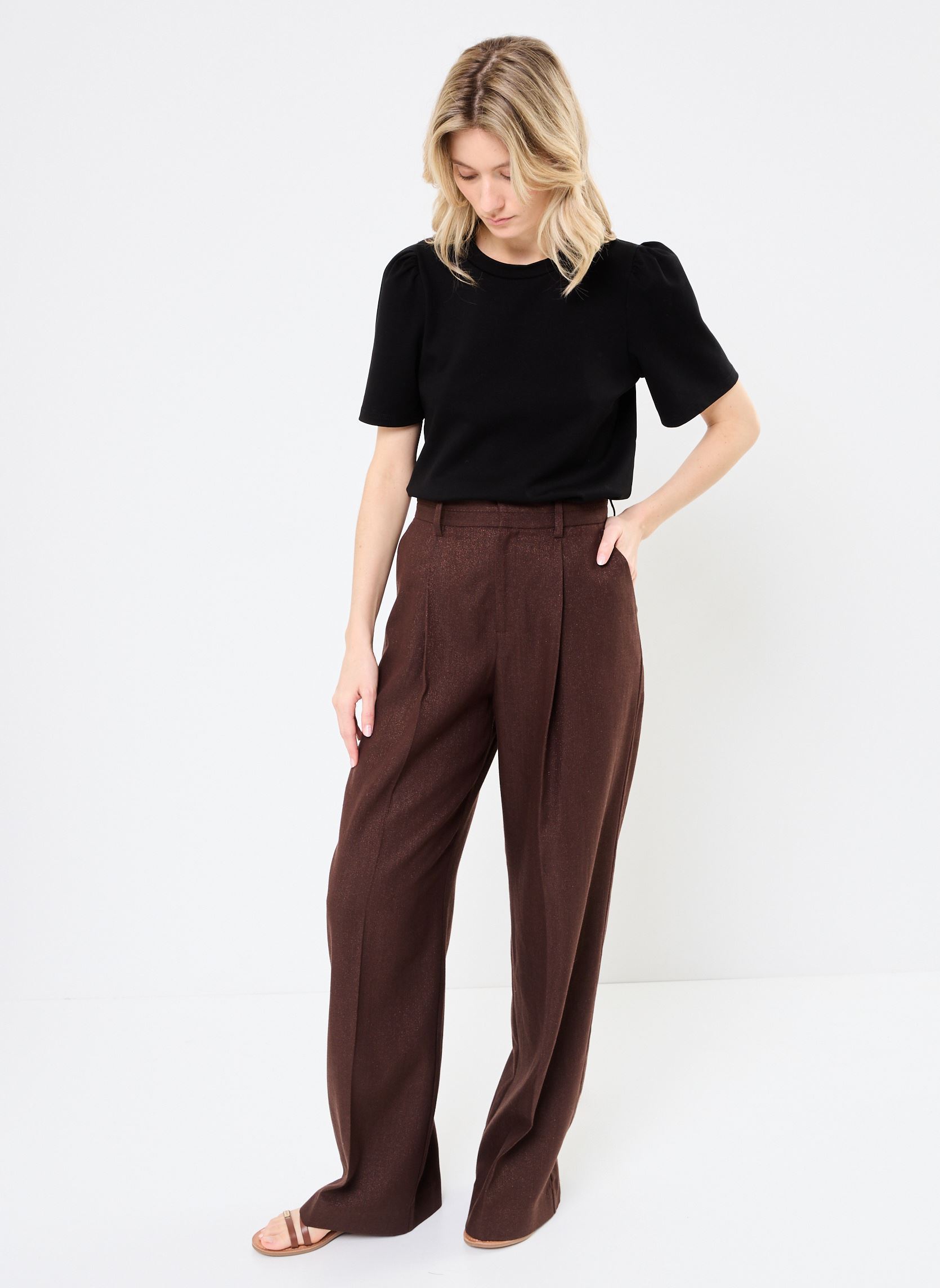 Pantaloni larghi B122295 donna marrone IKKS Women Pantaloni larghi B122295 donna marrone 69-DARK BROWN