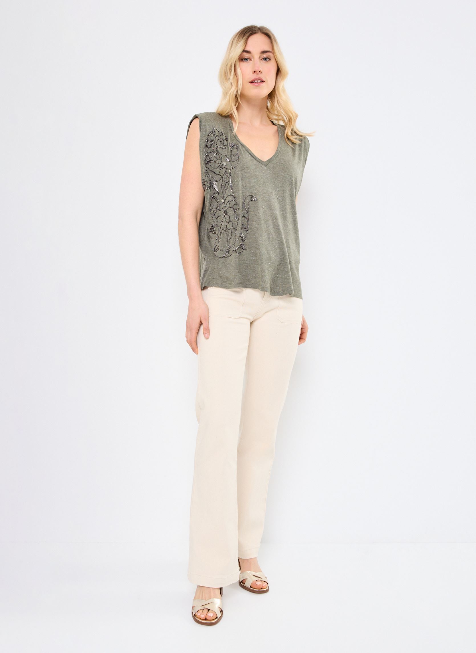 Tanktops B110135 damen grün IKKS Women Tanktops B110135 damen grün 55-KAKI ARMY