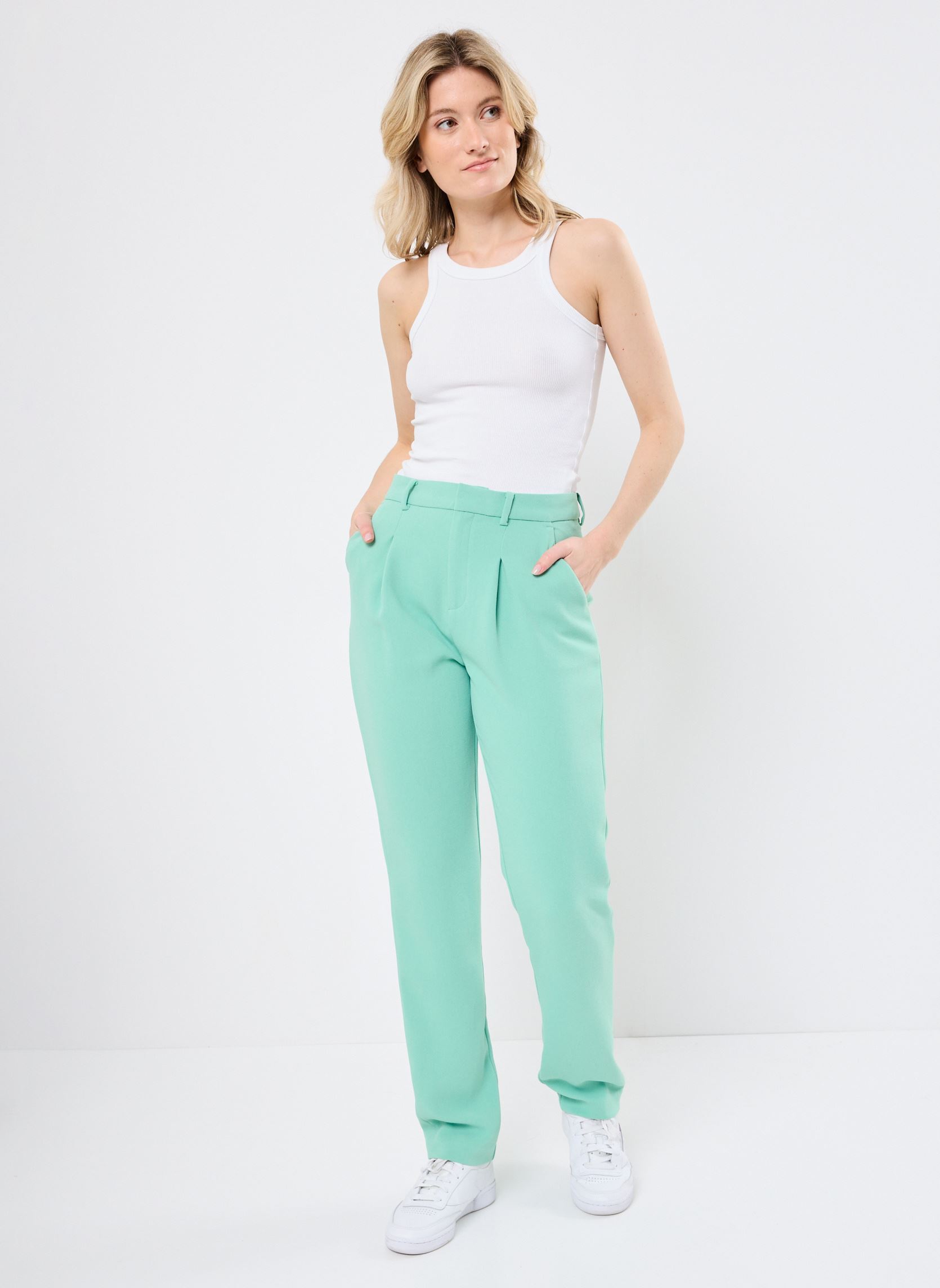 Pantalons droit B122115 femme vert IKKS Women Pantalons droit B122115 femme vert 50-LAGUNE