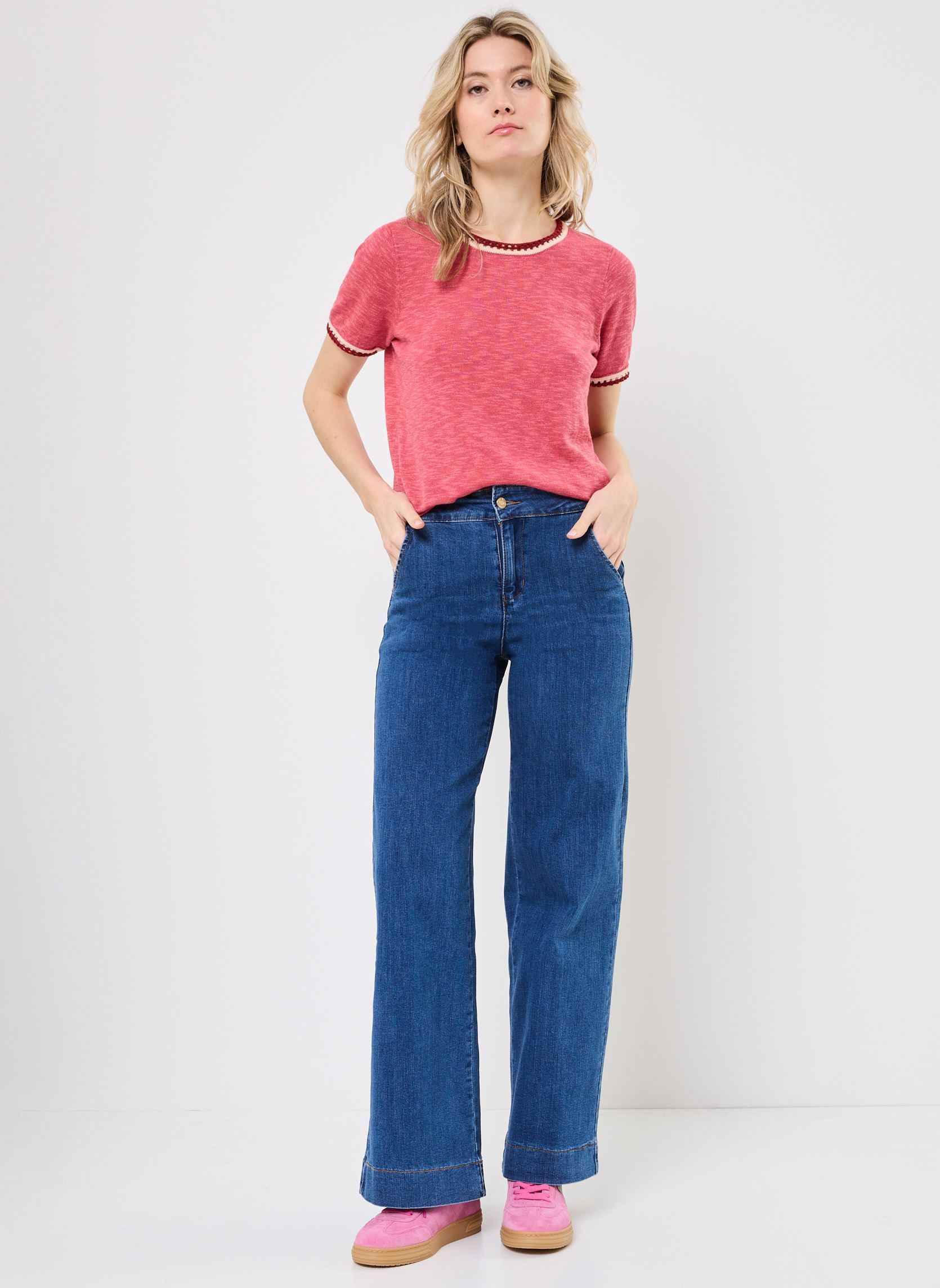 Wijde broeken E1693DE dames blauw Molly Bracken Wijde broeken E1693DE dames blauw DENIM BLUE