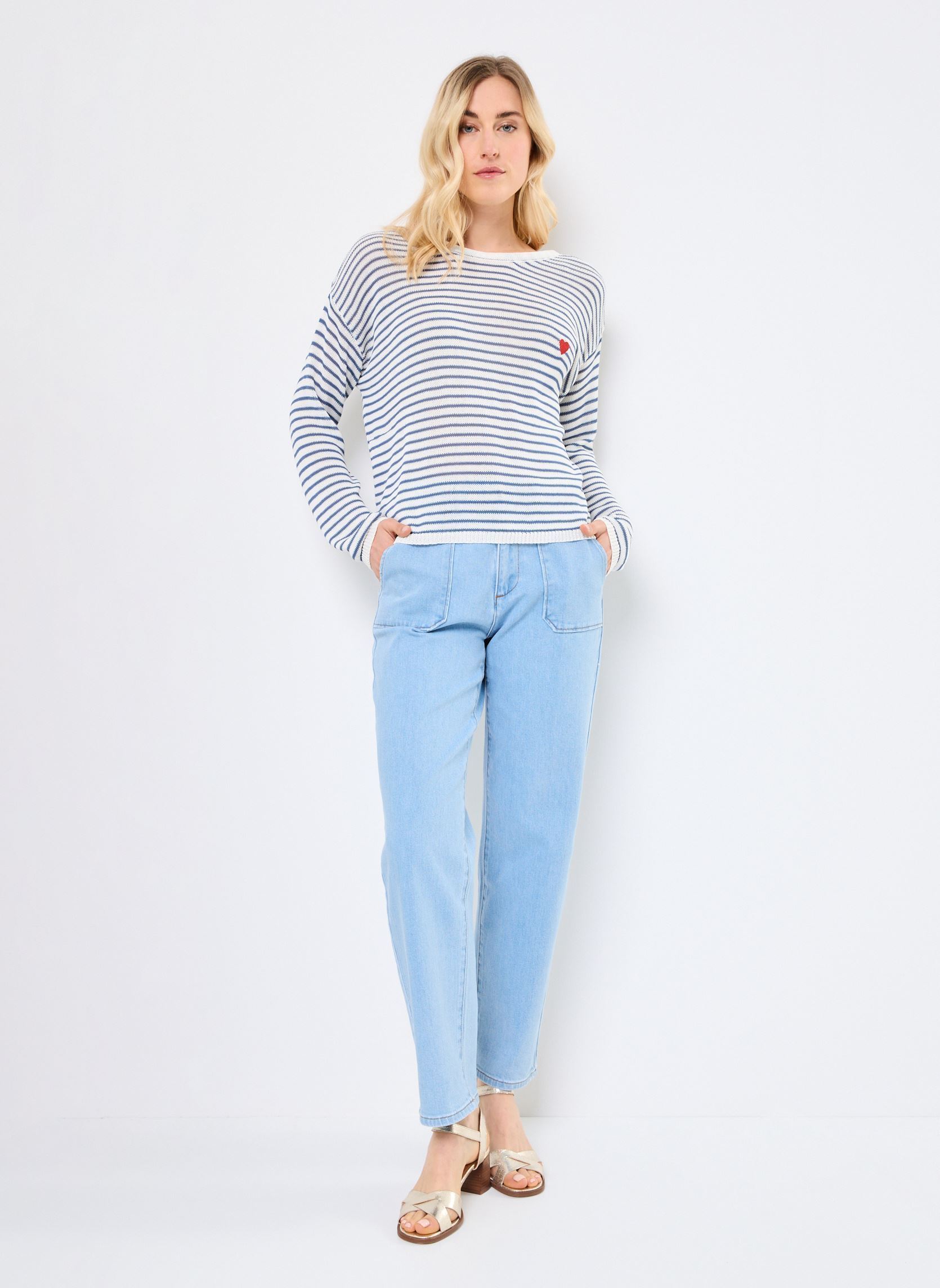 Pulls EF1555DP femme multicolore Molly Bracken Pulls EF1555DP femme multicolore OFFWHITE/DENIM