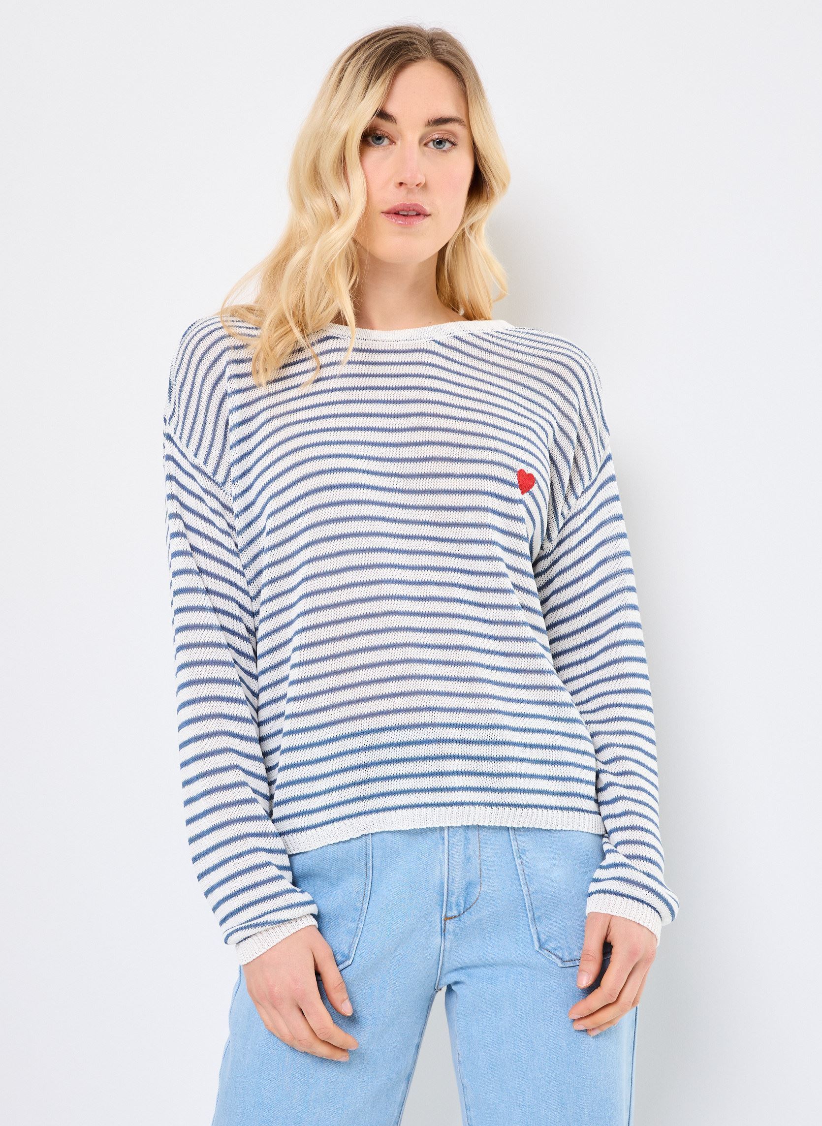 Pulls EF1555DP femme multicolore Molly Bracken Pulls EF1555DP femme multicolore OFFWHITE/DENIM