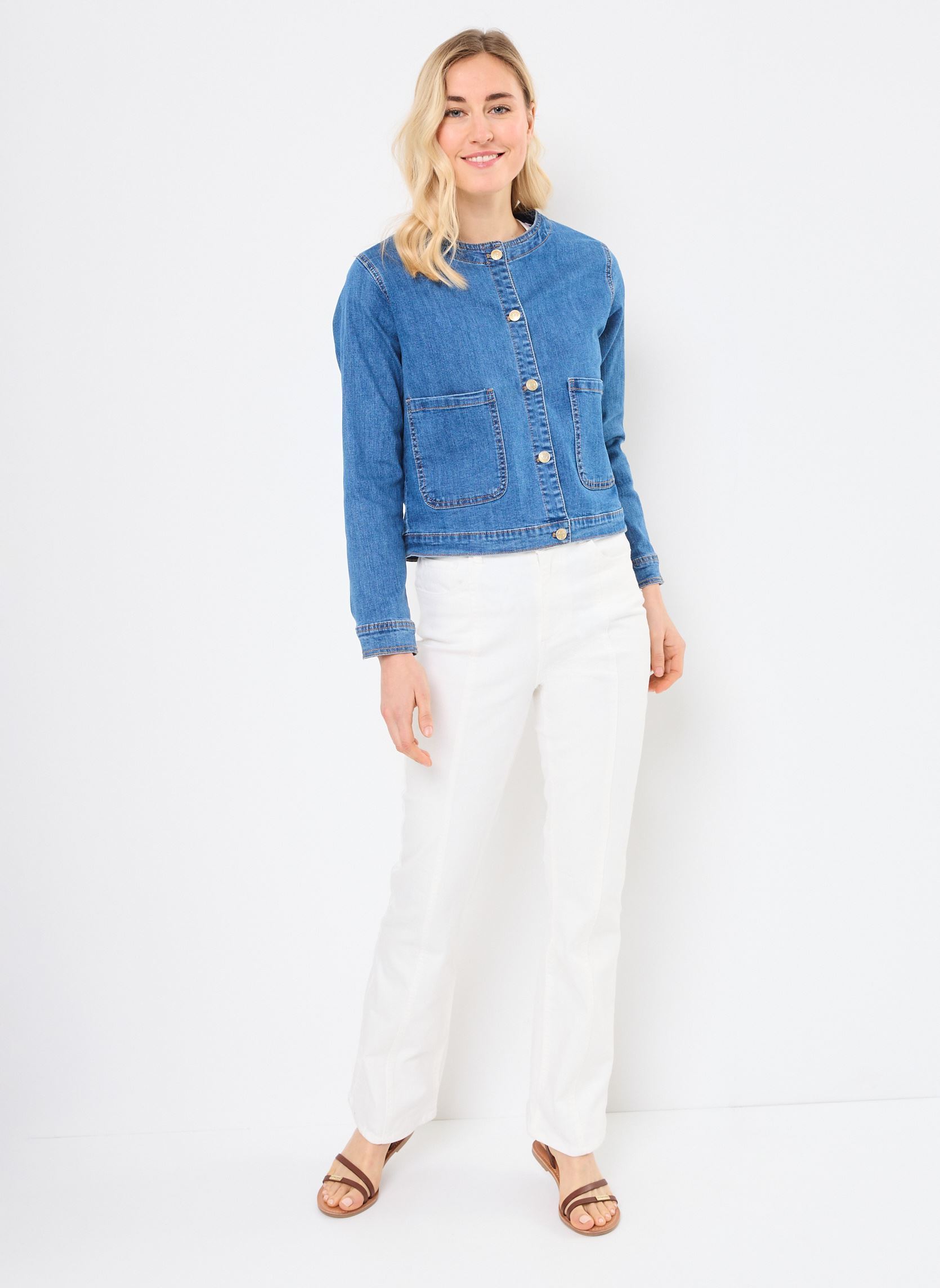 Vestes en jean EF1587DE femme bleu Molly Bracken Vestes en jean EF1587DE femme bleu DENIM BLUE