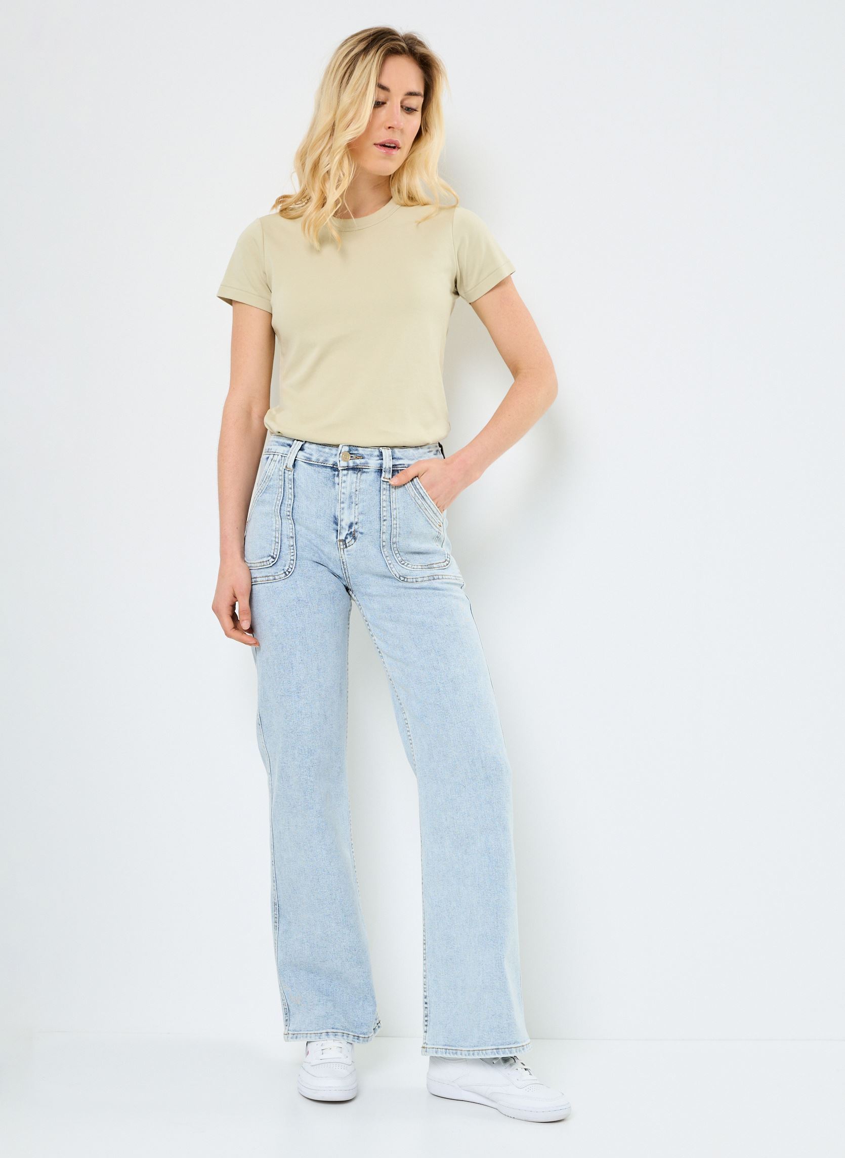 Rechte broeken ER137DE dames blauw Molly Bracken Rechte broeken ER137DE dames blauw LIGHT BLUE DENIM
