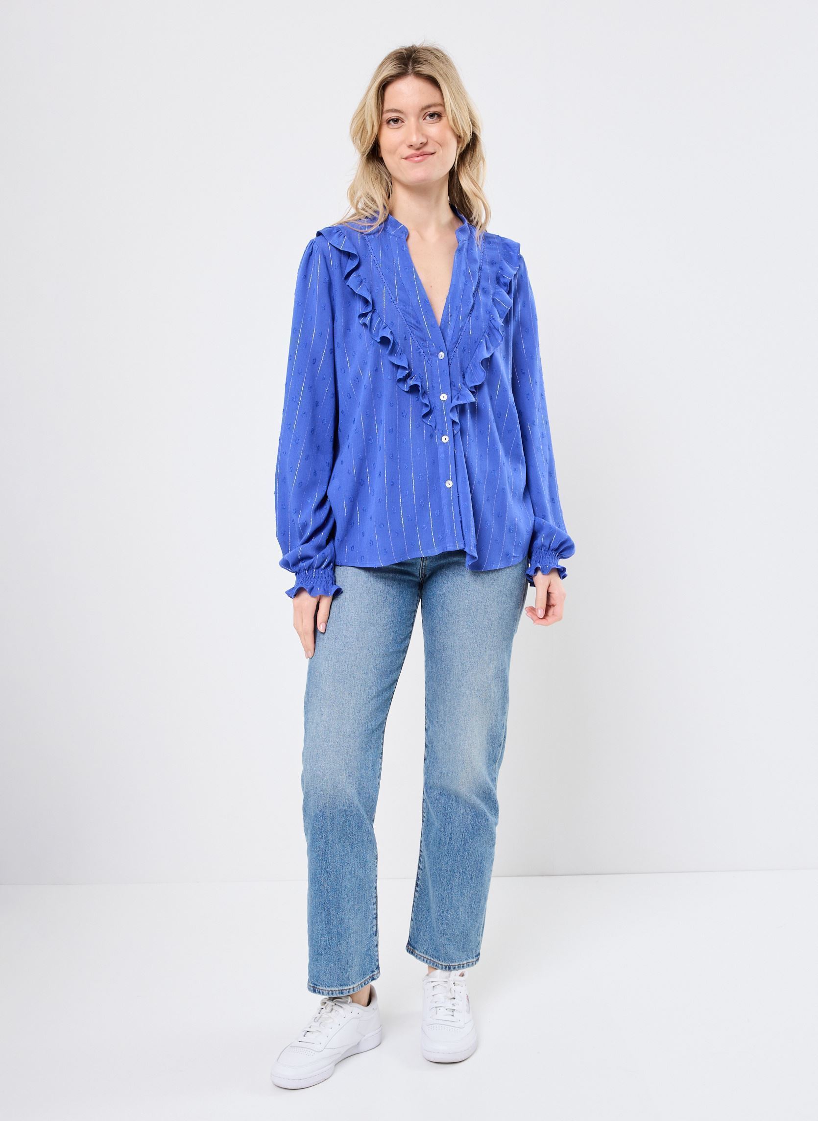 Chemises manches longues G928DE femme bleu Molly Bracken Chemises manches longues G928DE femme bleu BLUE