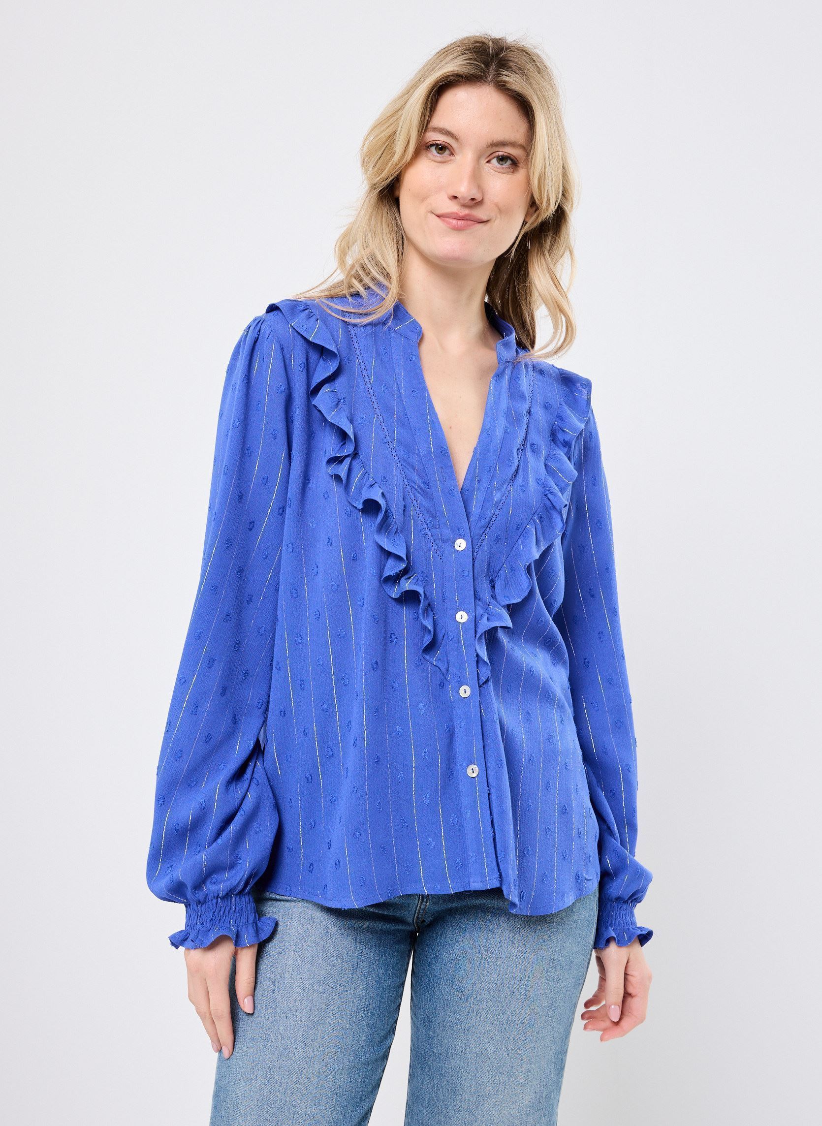 Chemises manches longues G928DE femme bleu Molly Bracken Chemises manches longues G928DE femme bleu BLUE