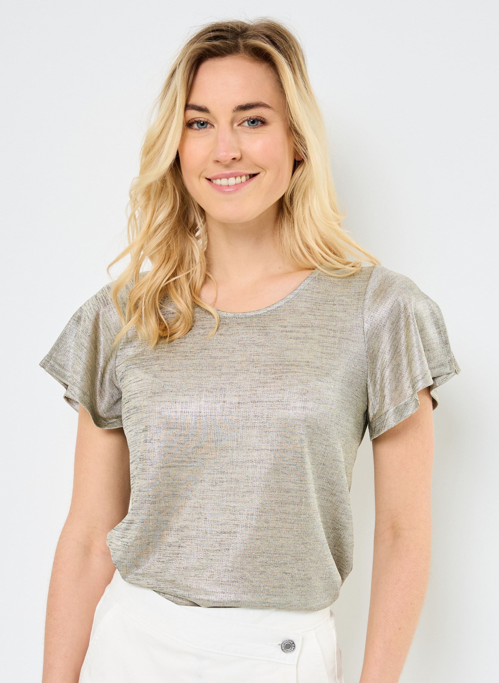 Kurzarm-T-Shirts P1677DE damen beige Molly Bracken Kurzarm-T-Shirts P1677DE damen beige BEIGE