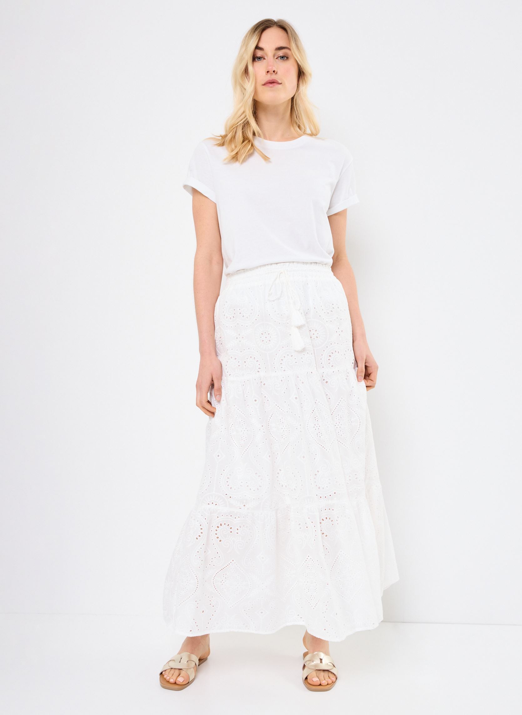 Lange rokken T1767DE dames wit Molly Bracken Lange rokken T1767DE dames wit WHITE