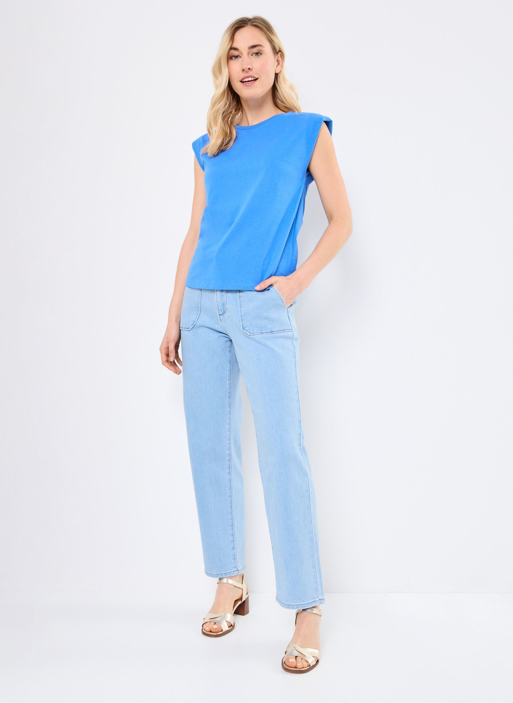 Tee-shirts manches courtes T2018DP femme bleu Molly Bracken Tee-shirts manches courtes T2018DP femme bleu BLUE
