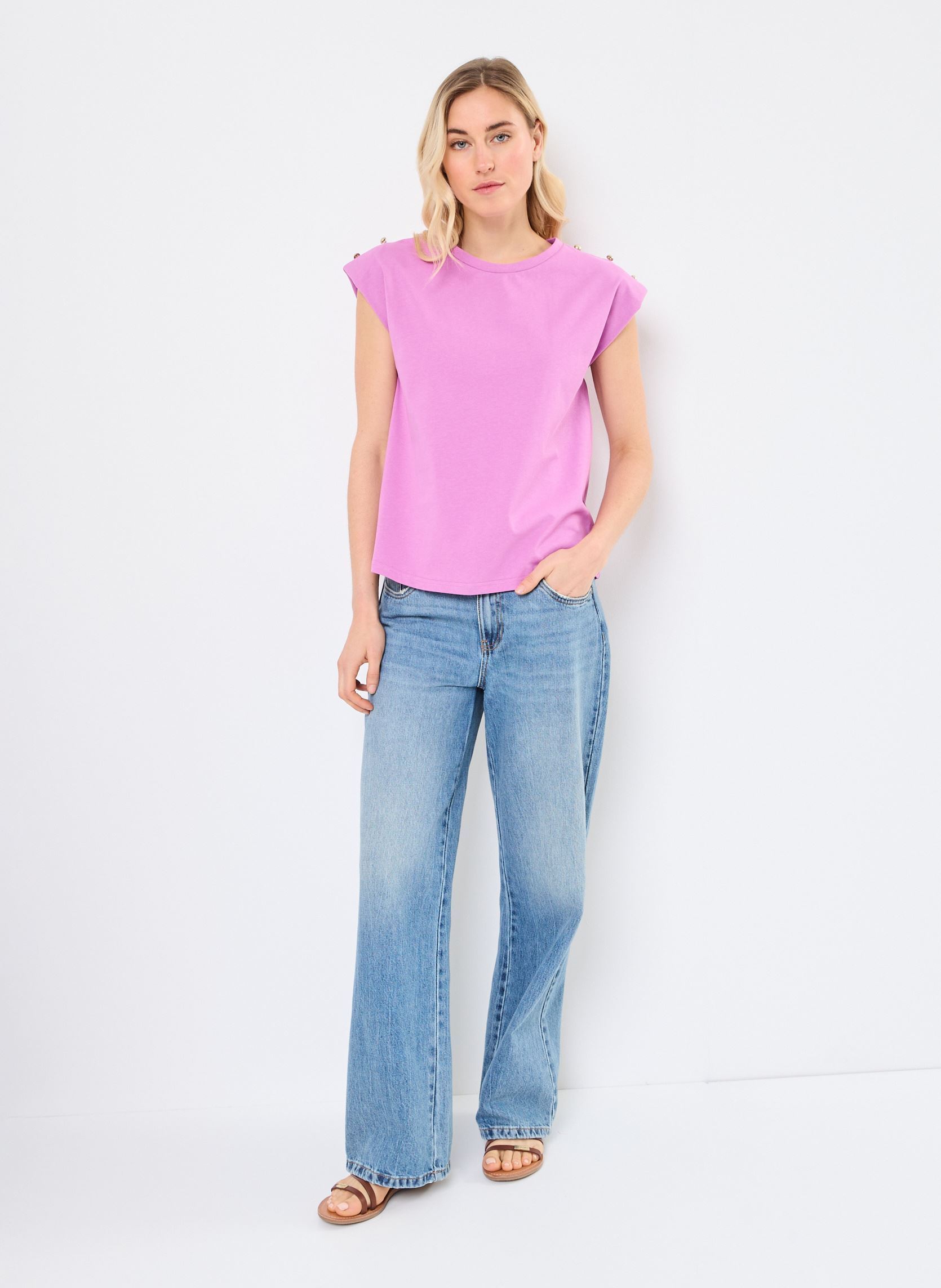 Tee-shirts manches courtes T2018DP femme rose Molly Bracken Tee-shirts manches courtes T2018DP femme rose PURPLE BOUGAINVILLIER