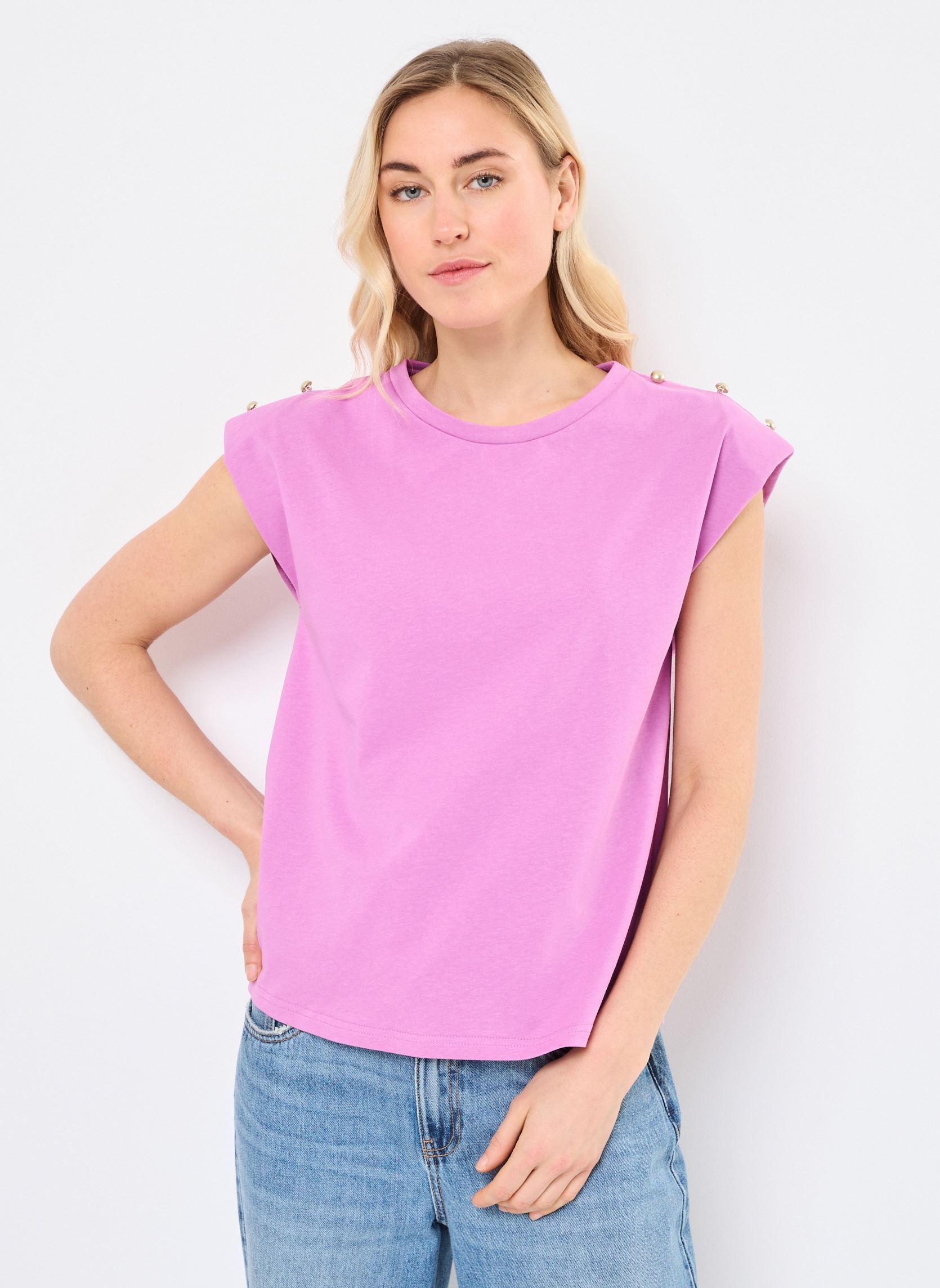 Tee-shirts manches courtes T2018DP femme rose Molly Bracken Tee-shirts manches courtes T2018DP femme rose PURPLE BOUGAINVILLIER