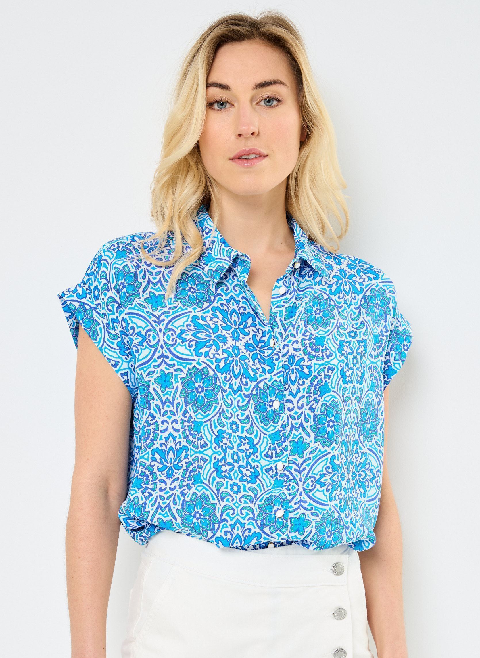 Kurzarm-Hemden Z586ADE damen blau Molly Bracken Kurzarm-Hemden Z586ADE damen blau BLUE ASHA