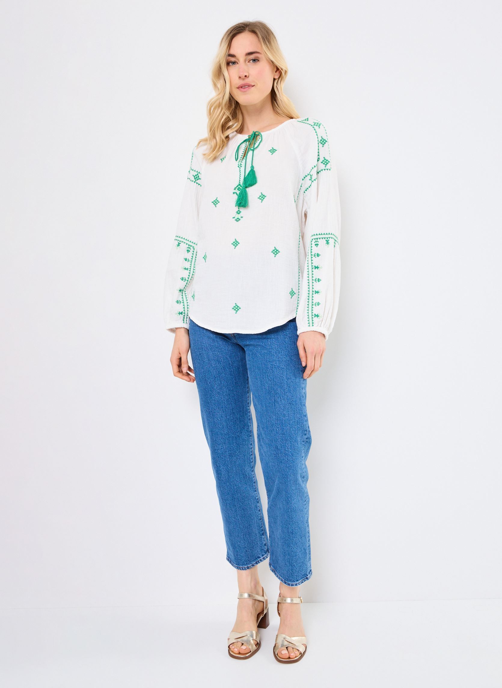 Blouses manches longues Z629DE femme blanc Molly Bracken Blouses manches longues Z629DE femme blanc WHITE