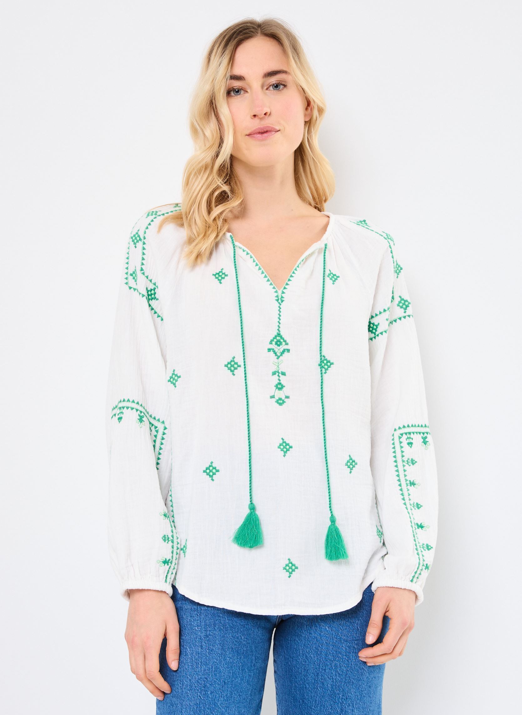 Blouses manches longues Z629DE femme blanc Molly Bracken Blouses manches longues Z629DE femme blanc WHITE