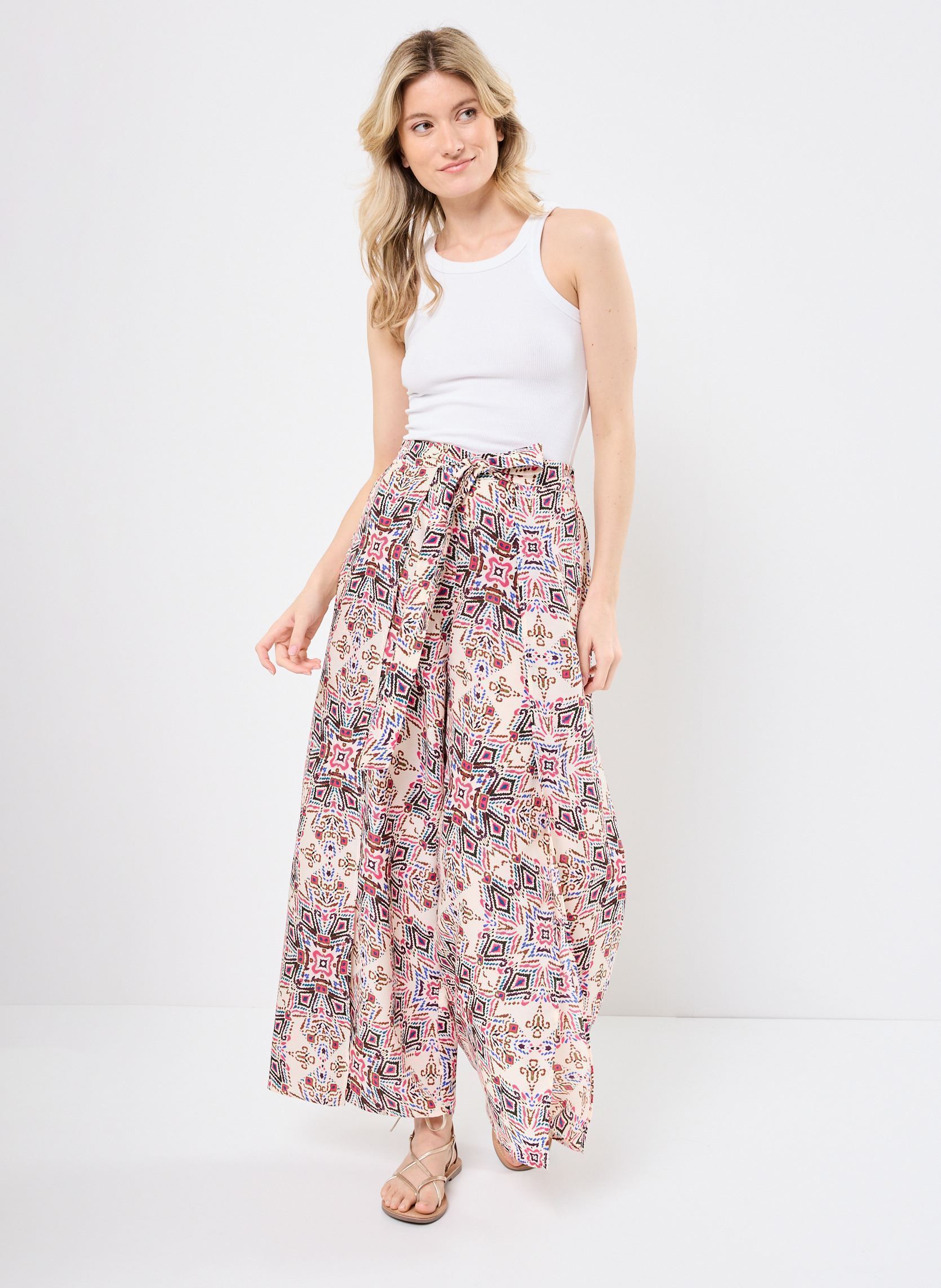 Pantalons larges ZB152CDE femme multicolore Molly Bracken Pantalons larges ZB152CDE femme multicolore CREAM PADMA