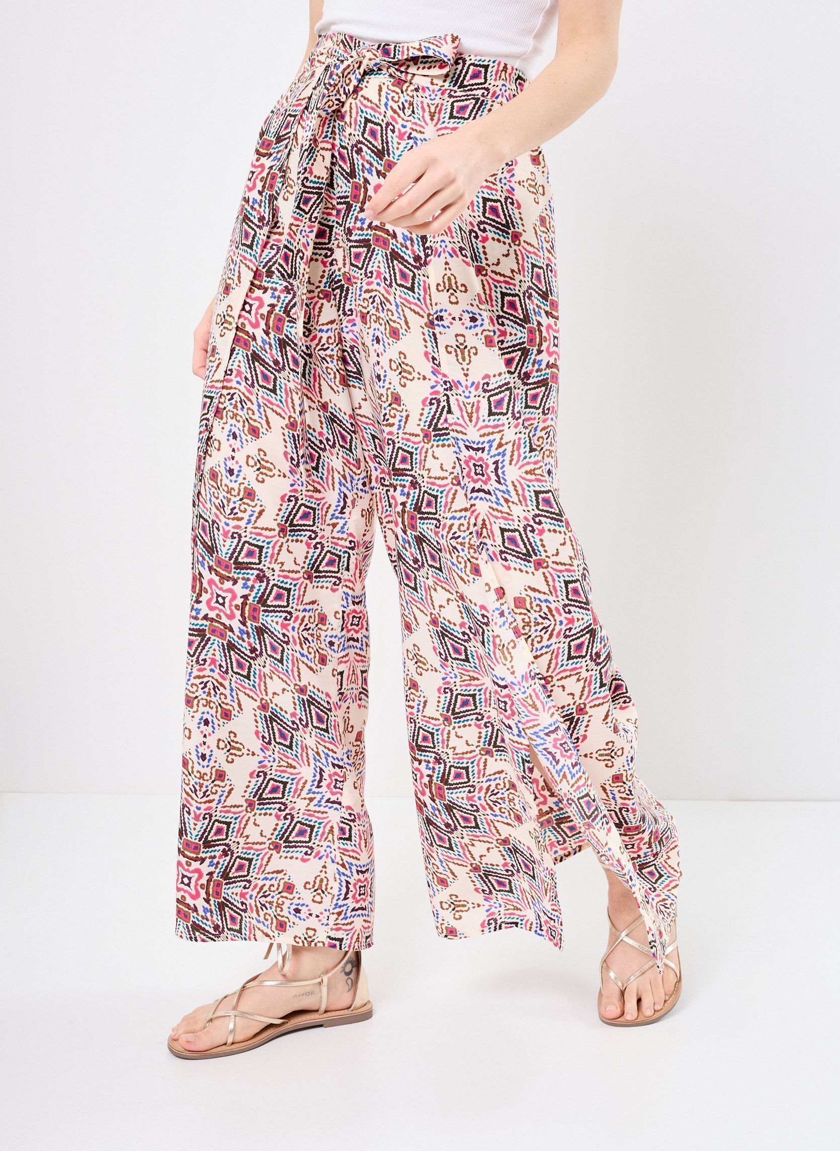 Pantalons larges ZB152CDE femme multicolore Molly Bracken Pantalons larges ZB152CDE femme multicolore CREAM PADMA