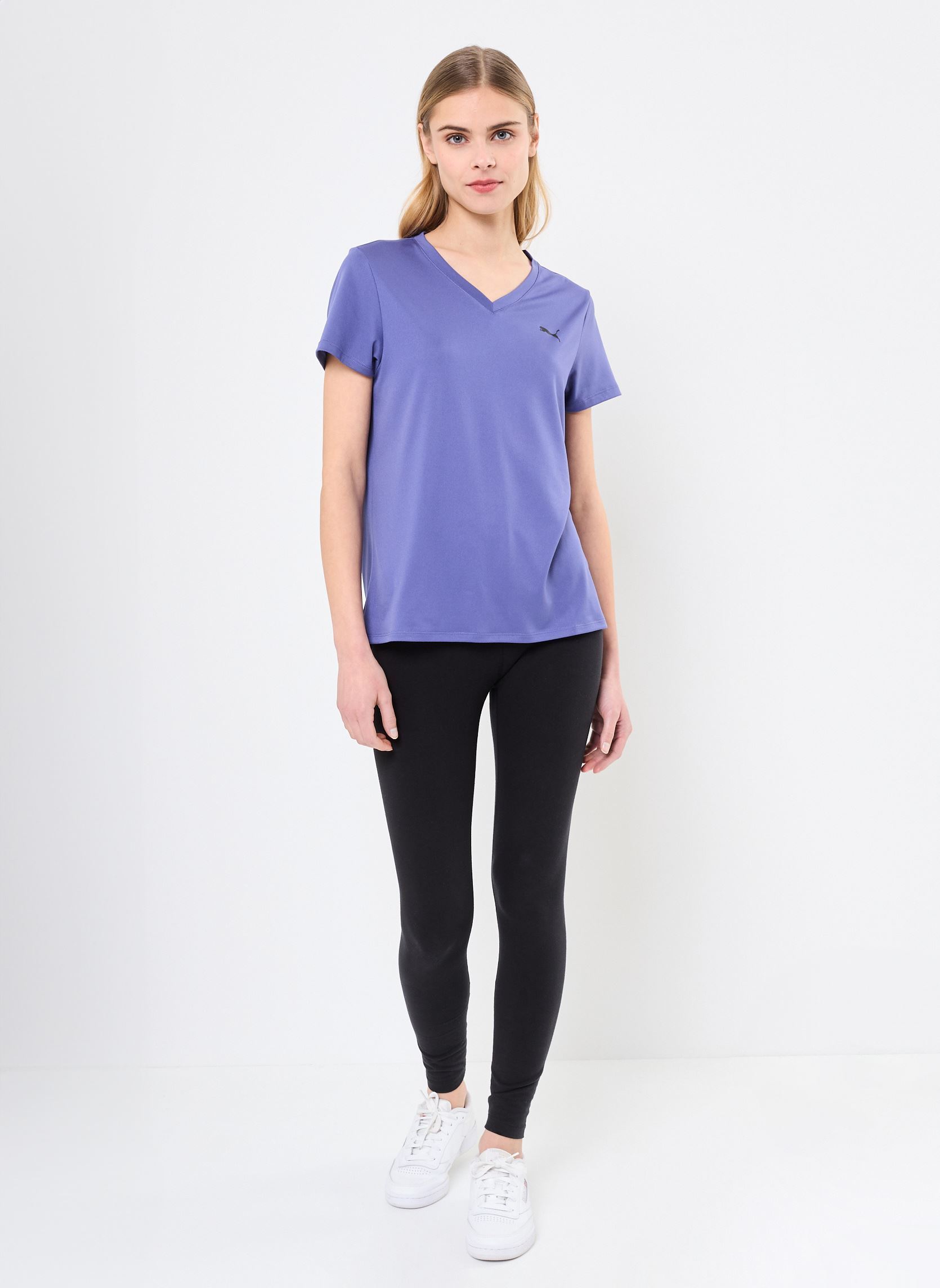 Kurzarm-T-Shirts W TAD ESSENTIAL VNECK Tee damen blau Puma Kurzarm-T-Shirts W TAD ESSENTIAL VNECK Tee damen blau Blue Crystal