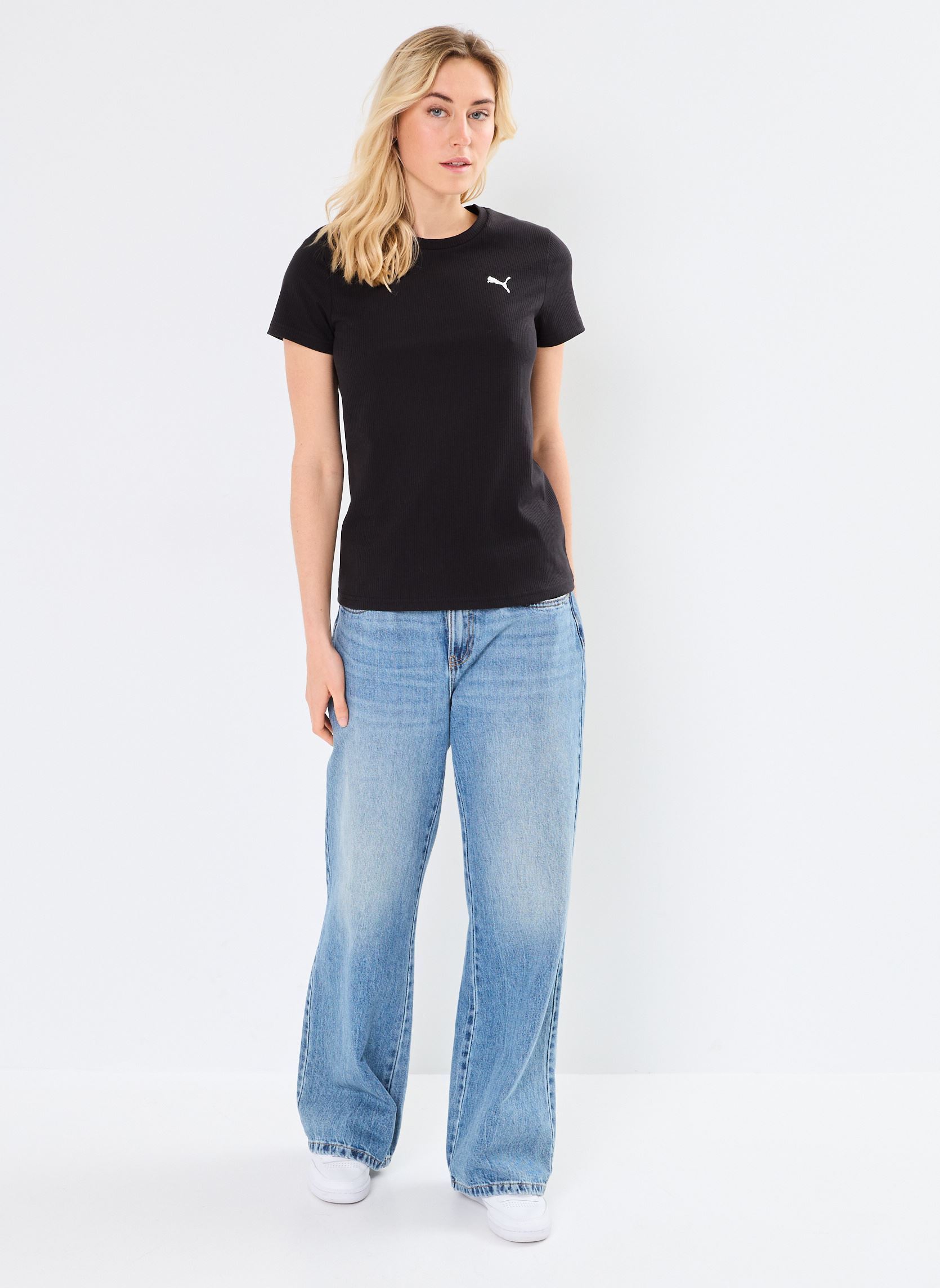 T-shirt a maniche corte ESS ELEVATED Rib Tee donna nero Puma T-shirt a maniche corte ESS ELEVATED Rib Tee donna nero Puma Black