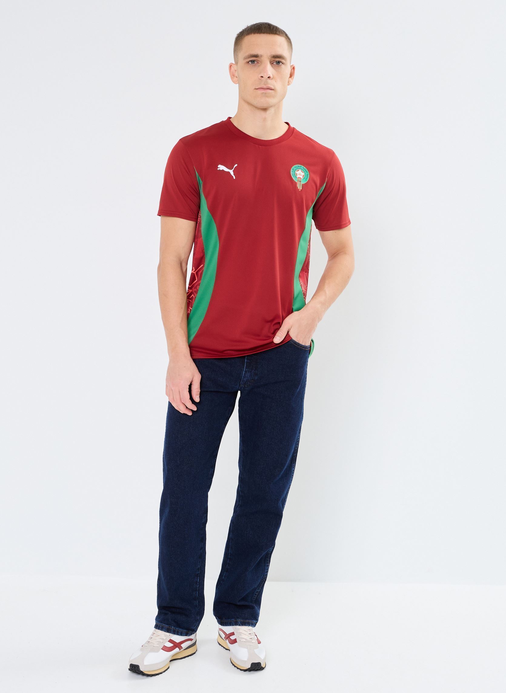 Tee-shirts manches courtes FRMF Prematch SS Jersey homme bordeaux Puma Tee-shirts manches courtes FRMF Prematch SS Jersey homme bordeaux Intense Red-Archive Green