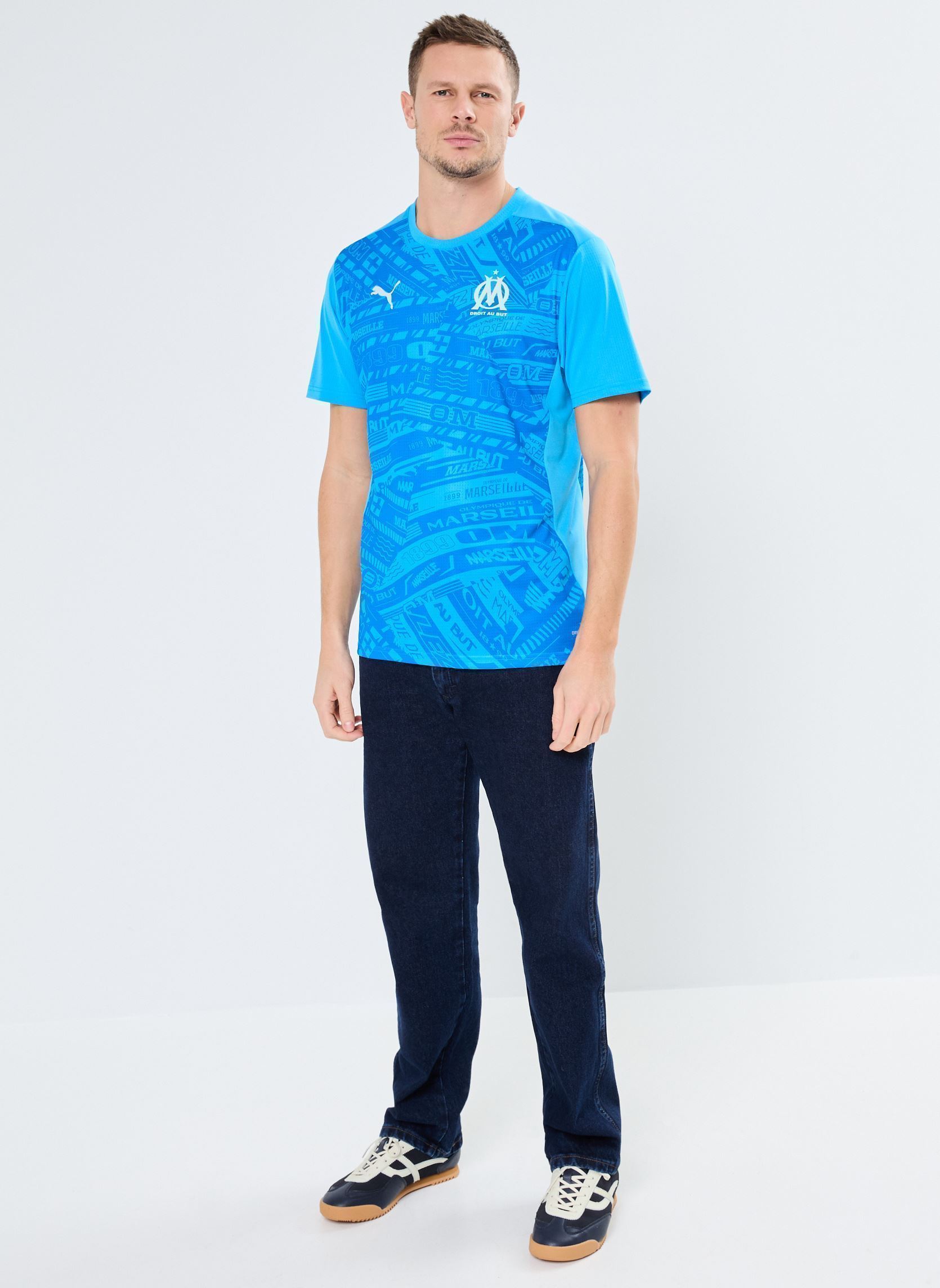 Tee-shirts manches courtes OM Prematch SS Jersey homme bleu Puma Tee-shirts manches courtes OM Prematch SS Jersey homme bleu BLEU AZUR-FROSTED DEW