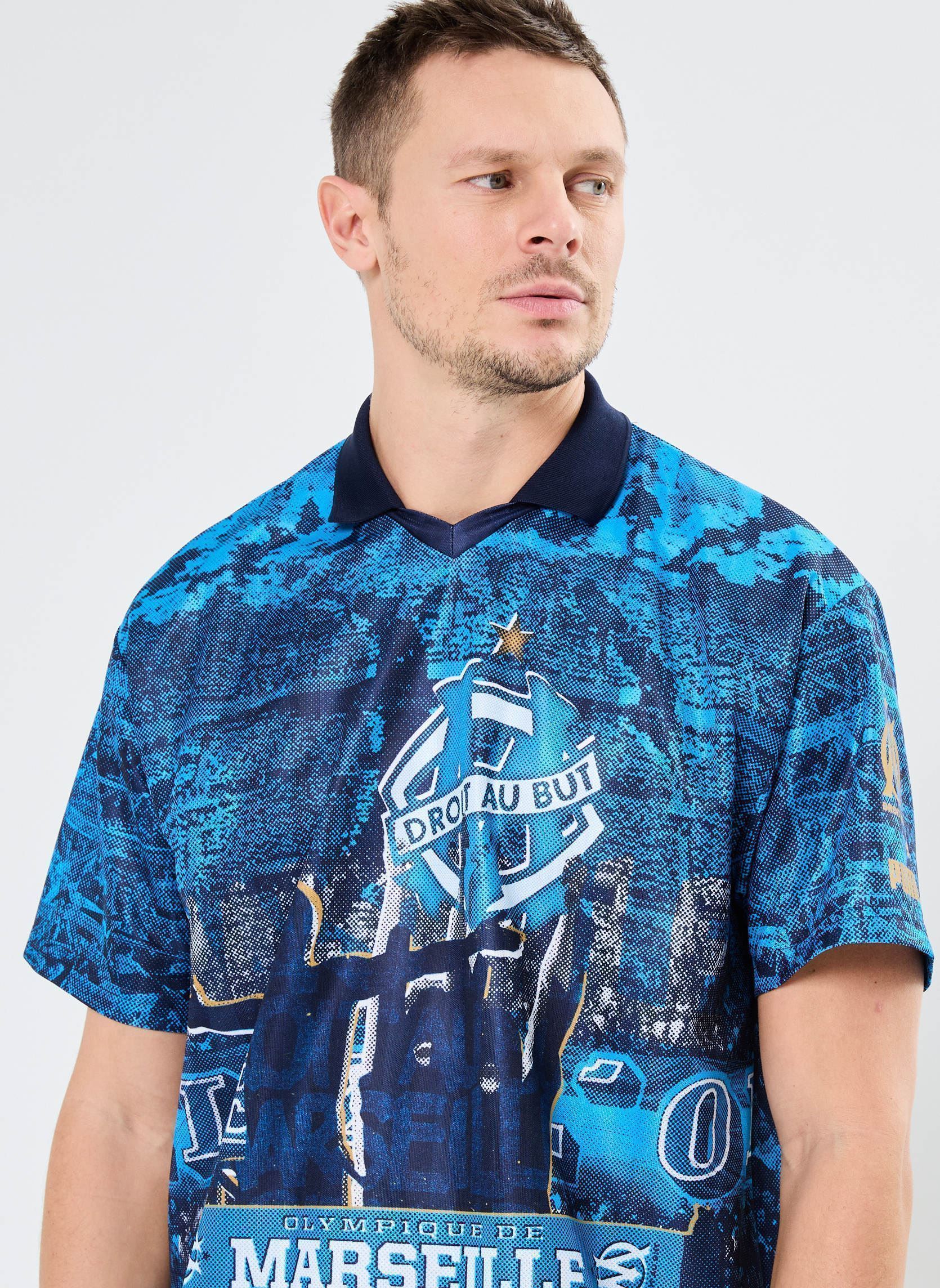 Tee-shirts manches courtes OM ftblNRGY+ Retro Jersey homme bleu Puma Tee-shirts manches courtes OM ftblNRGY+ Retro Jersey homme bleu Bleu Azur