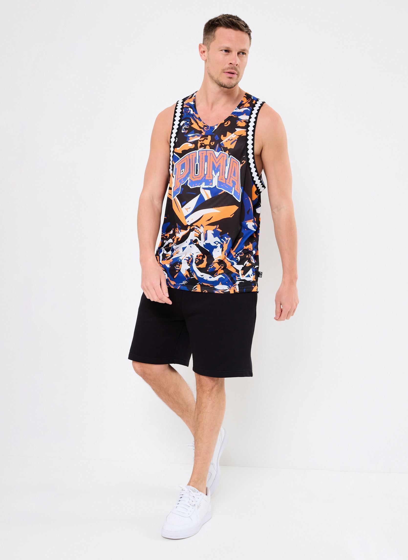 Débardeurs Rival Rage AOP Mesh Tank homme bleu Puma Débardeurs Rival Rage AOP Mesh Tank homme bleu Vivid Blue-AOP