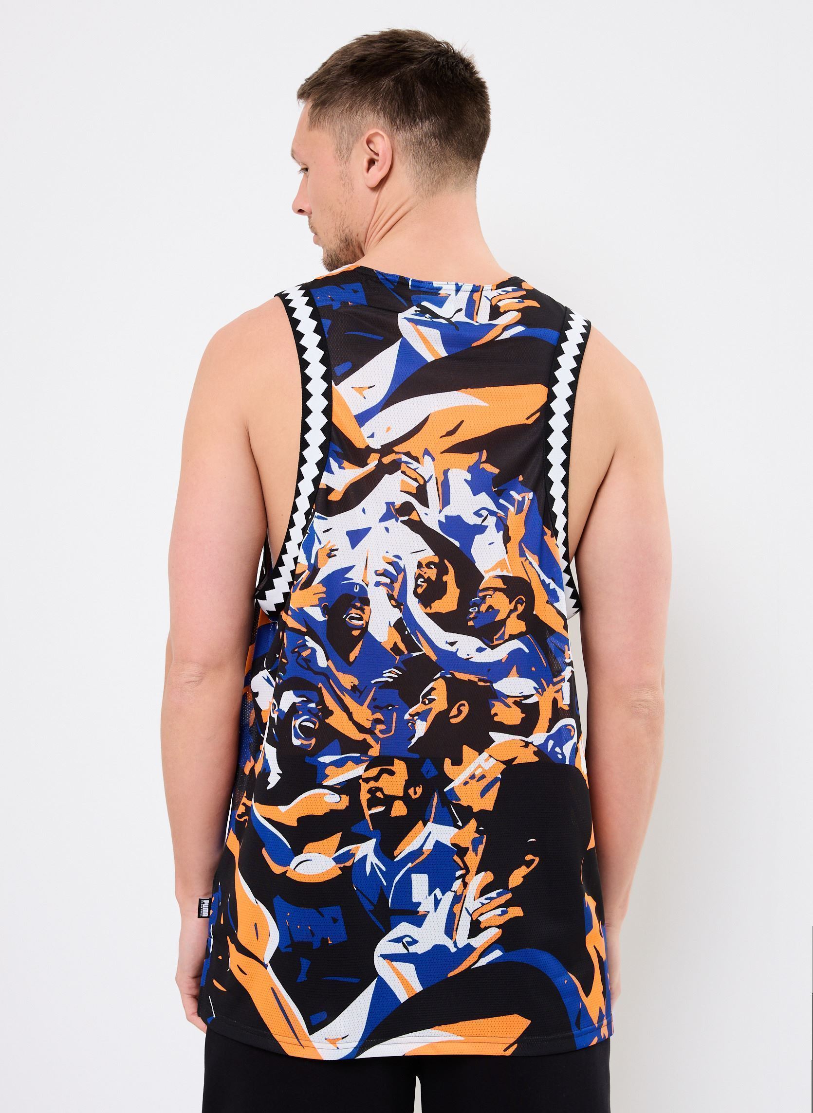 Débardeurs Rival Rage AOP Mesh Tank homme bleu Puma Débardeurs Rival Rage AOP Mesh Tank homme bleu Vivid Blue-AOP