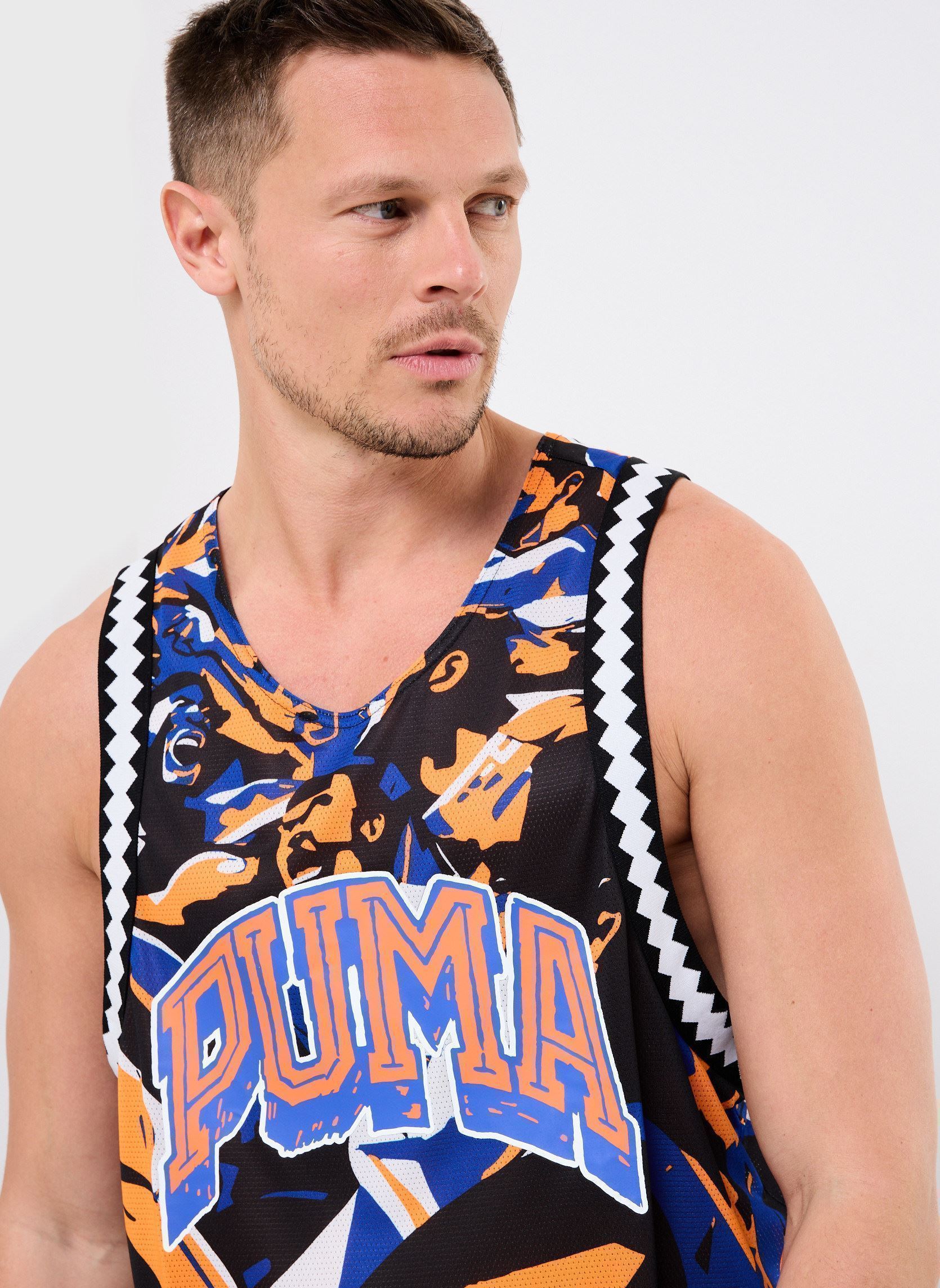 Débardeurs Rival Rage AOP Mesh Tank homme bleu Puma Débardeurs Rival Rage AOP Mesh Tank homme bleu Vivid Blue-AOP