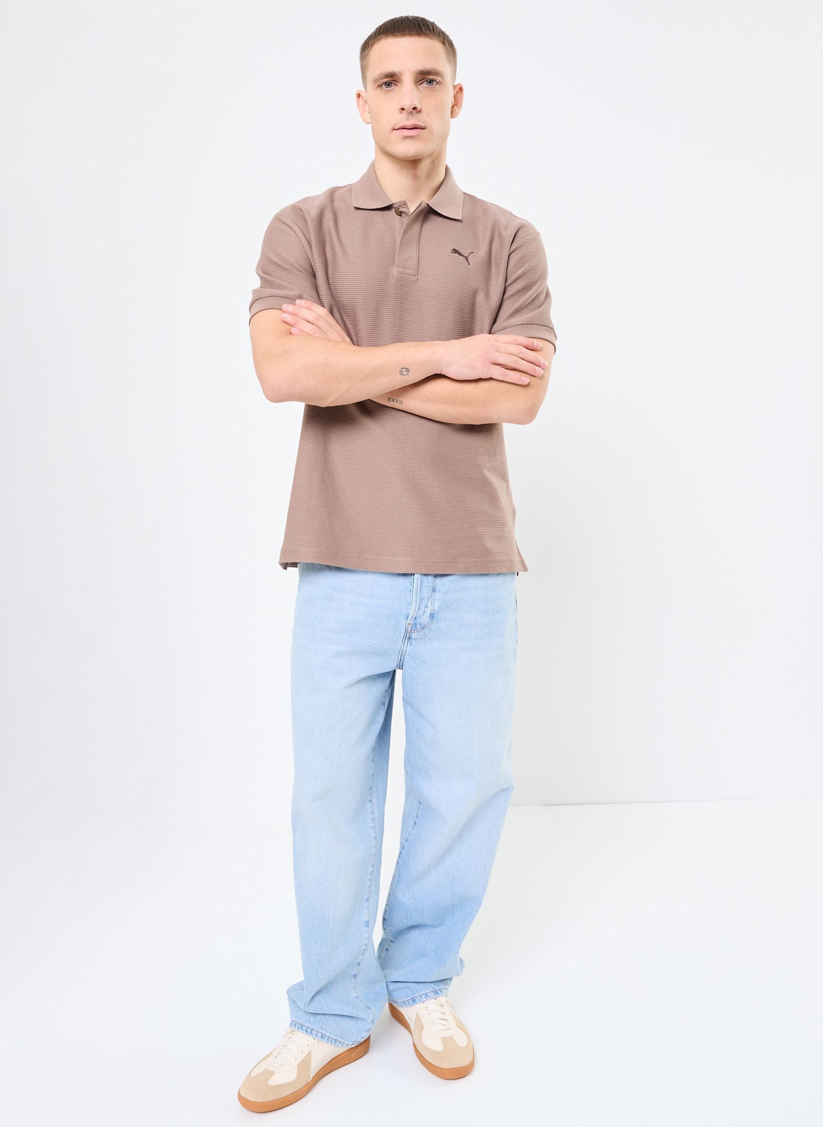 Polo a maniche corte PREMIUM ESS Relaxed Jacquard Polo uomo marrone Puma Polo a maniche corte PREMIUM ESS Relaxed Jacquard Polo uomo marrone TOTALLY TAUPE