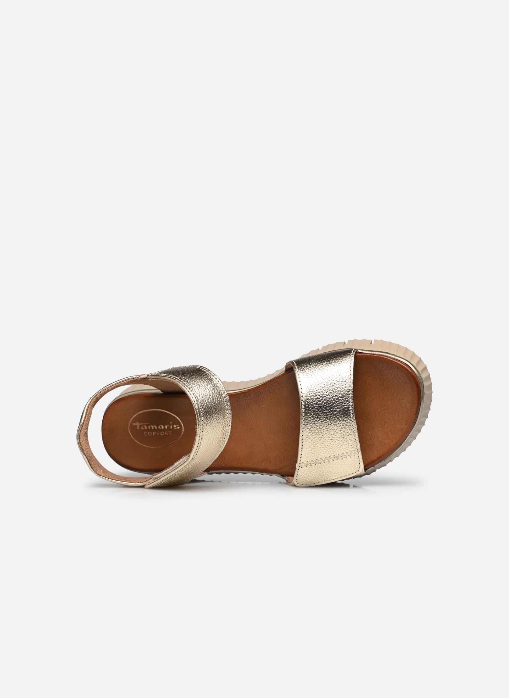 Sandalen met sleehak en plateau 88720-44 dames goud en brons Tamaris Comfort Sandalen met sleehak en plateau 88720-44 dames goud en brons LT GOLD