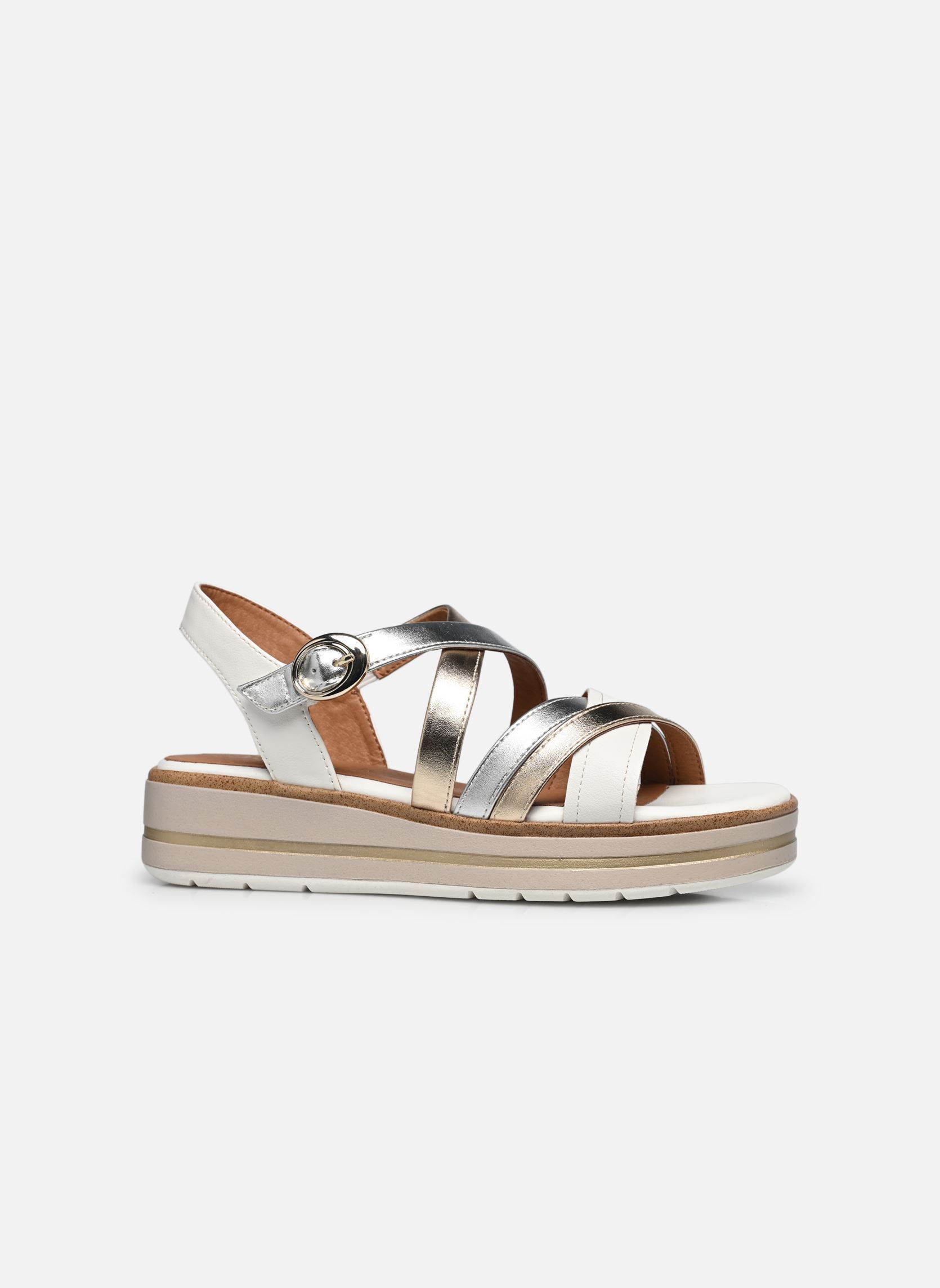 Keil- und Plateausandalen 28267-44 damen weiß Jana shoes Keil- und Plateausandalen 28267-44 damen weiß WHITE/METALLIC