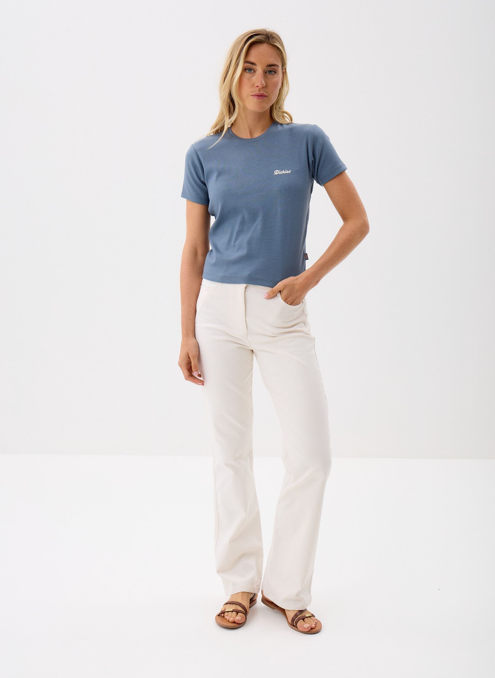 Kurzarm-T-Shirts LEWISTOWN EMBRO SS TEE W damen blau Dickies Kurzarm-T-Shirts LEWISTOWN EMBRO SS TEE W damen blau STORMY WEATHER