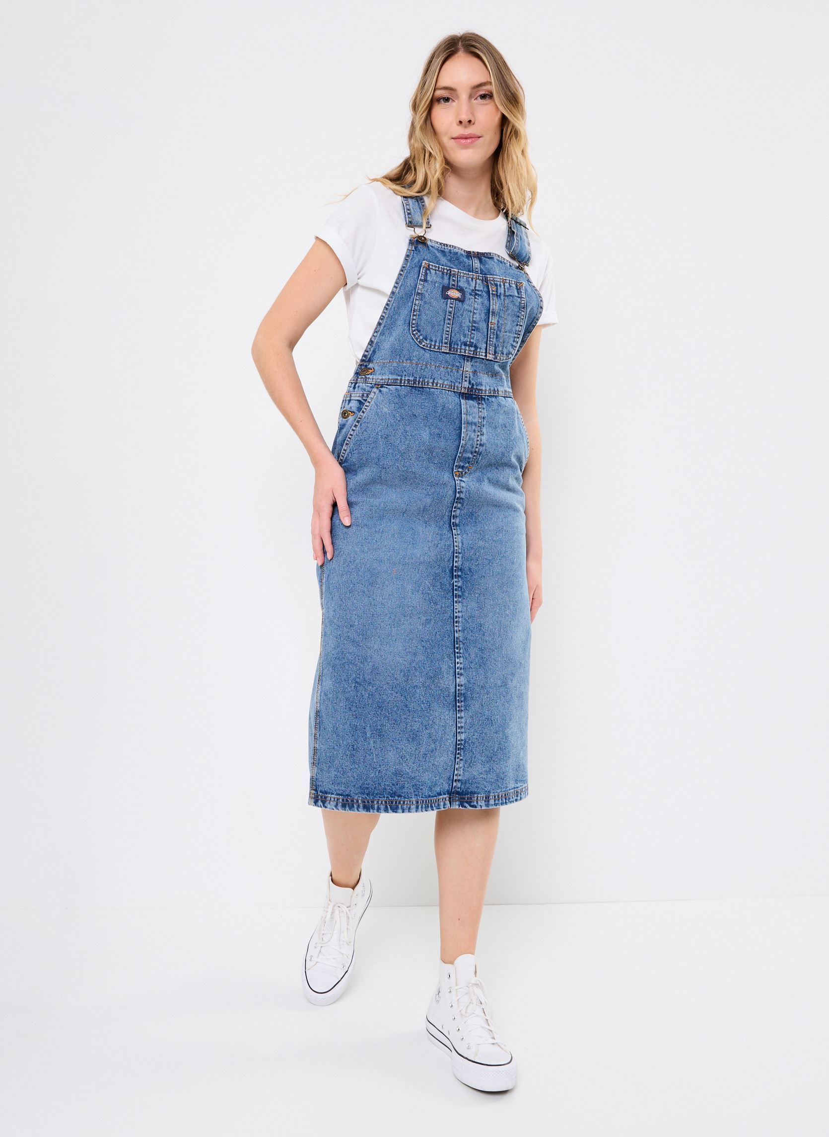 Robes DICKIES BIB LONG OVERALL DRESS W femme bleu Dickies Robes DICKIES BIB LONG OVERALL DRESS W femme bleu RINSED FADE